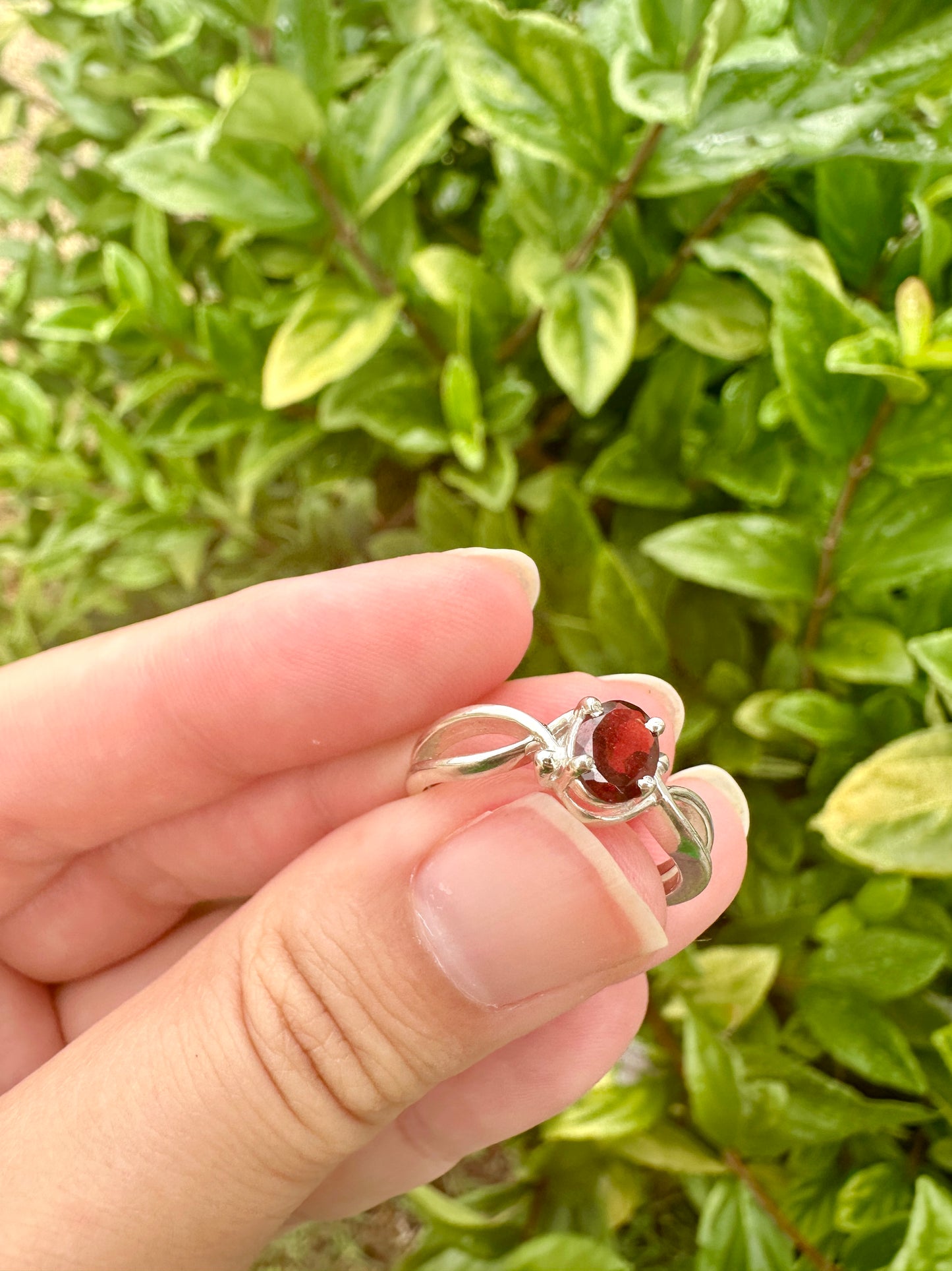 Sterling Silver Garnet Ring Size 8.5 - Elegant Handcrafted Jewelry with Vibrant Garnet Gemstone for Timeless Beauty and Charm