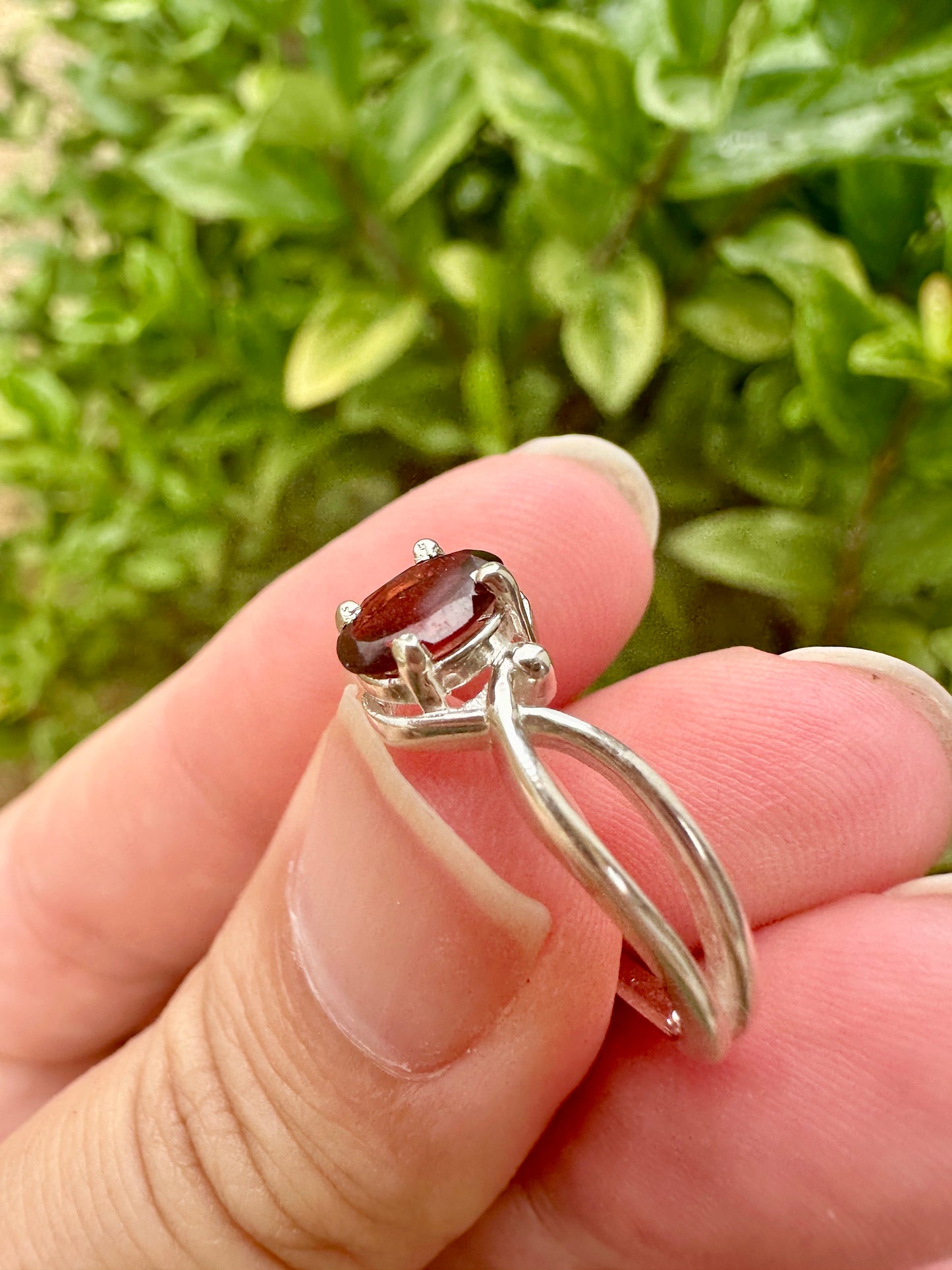 Sterling Silver Garnet Ring Size 8.5 - Elegant Handcrafted Jewelry with Vibrant Garnet Gemstone for Timeless Beauty and Charm