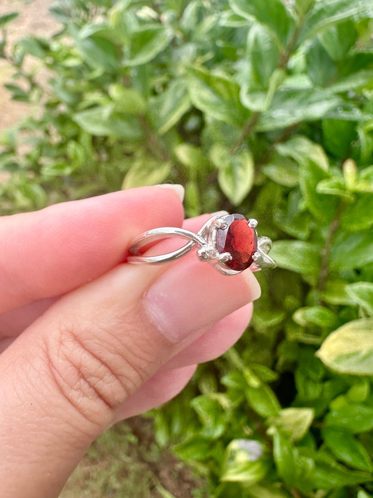 Sterling Silver Garnet Ring Size 8.5 - Elegant Handcrafted Jewelry with Vibrant Garnet Gemstone for Timeless Beauty and Charm