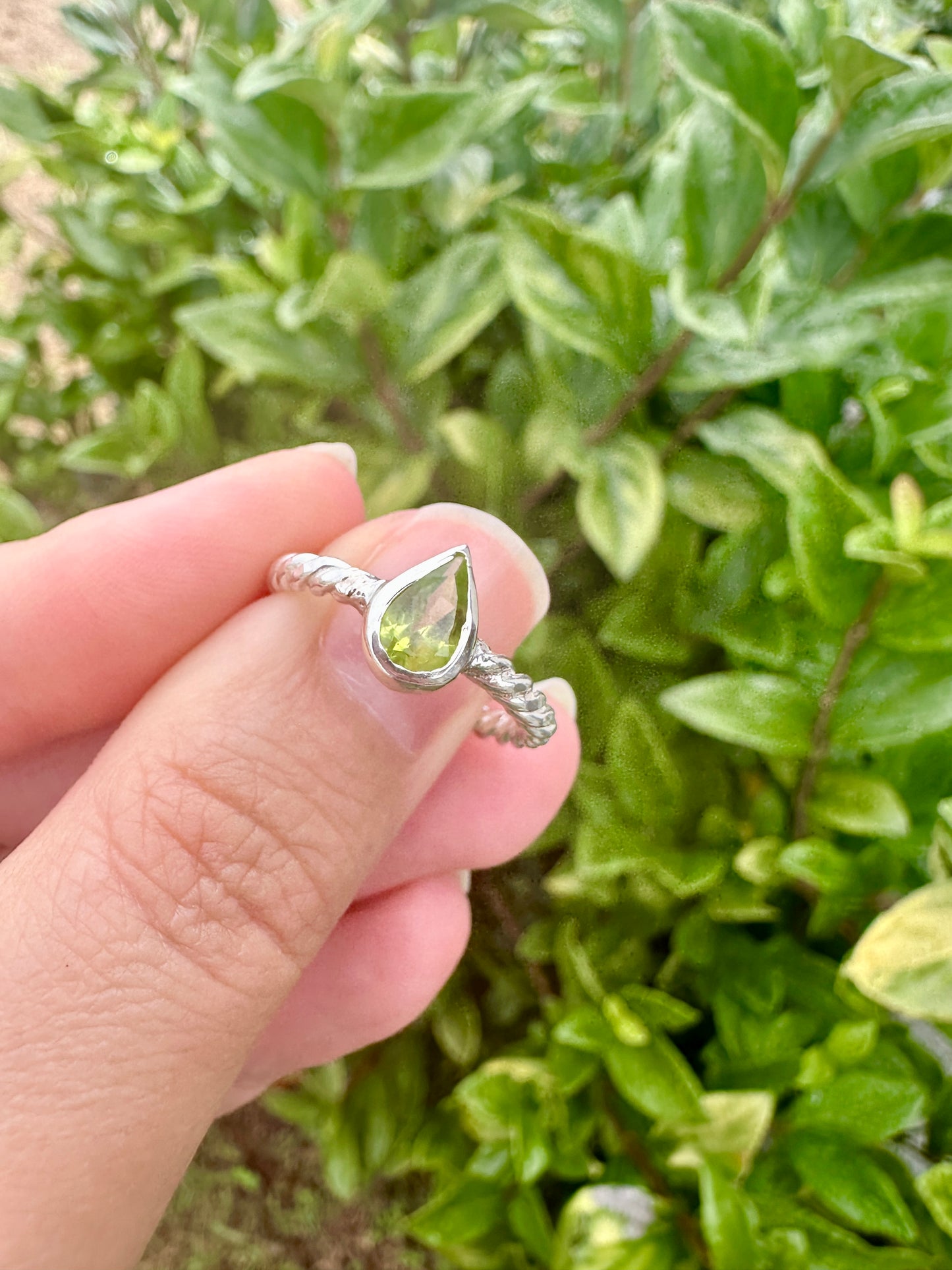 Peridot Sterling Silver Ring Size 8, August Birthstone Jewelry, Green Gemstone Ring, Handmade Gift for Her, Minimalist Design, Fine Jewelry