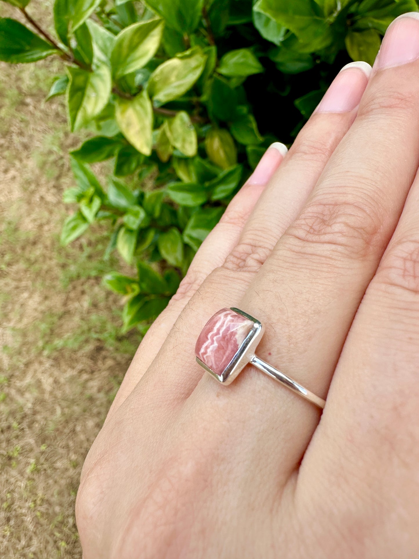 Rhodochrosite Sterling Silver Ring Size 10.25 - Elegant Pink Gemstone, Artisan Crafted Jewelry, Perfect for Any Occasion