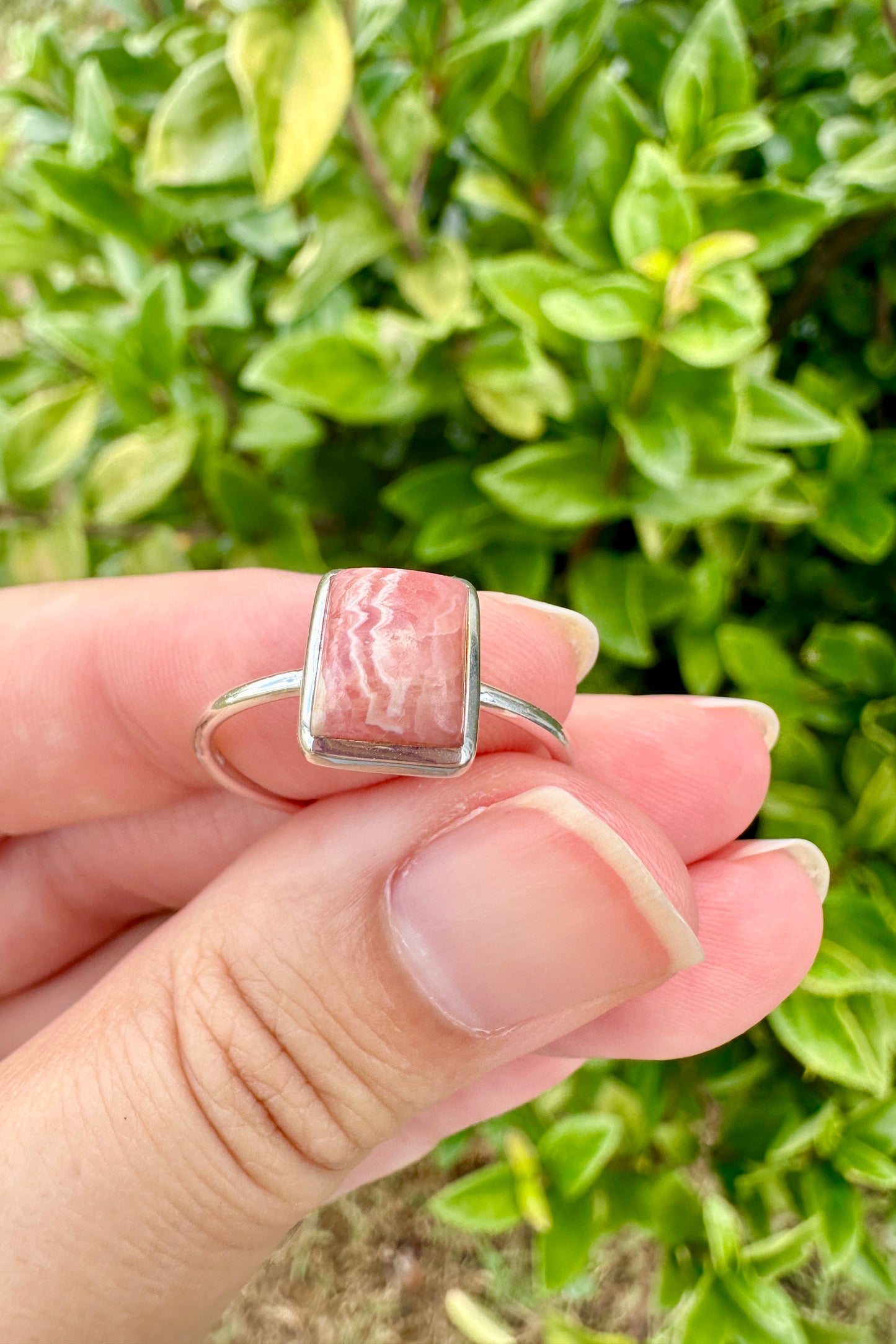 Rhodochrosite Sterling Silver Ring Size 10.25 - Elegant Pink Gemstone, Artisan Crafted Jewelry, Perfect for Any Occasion