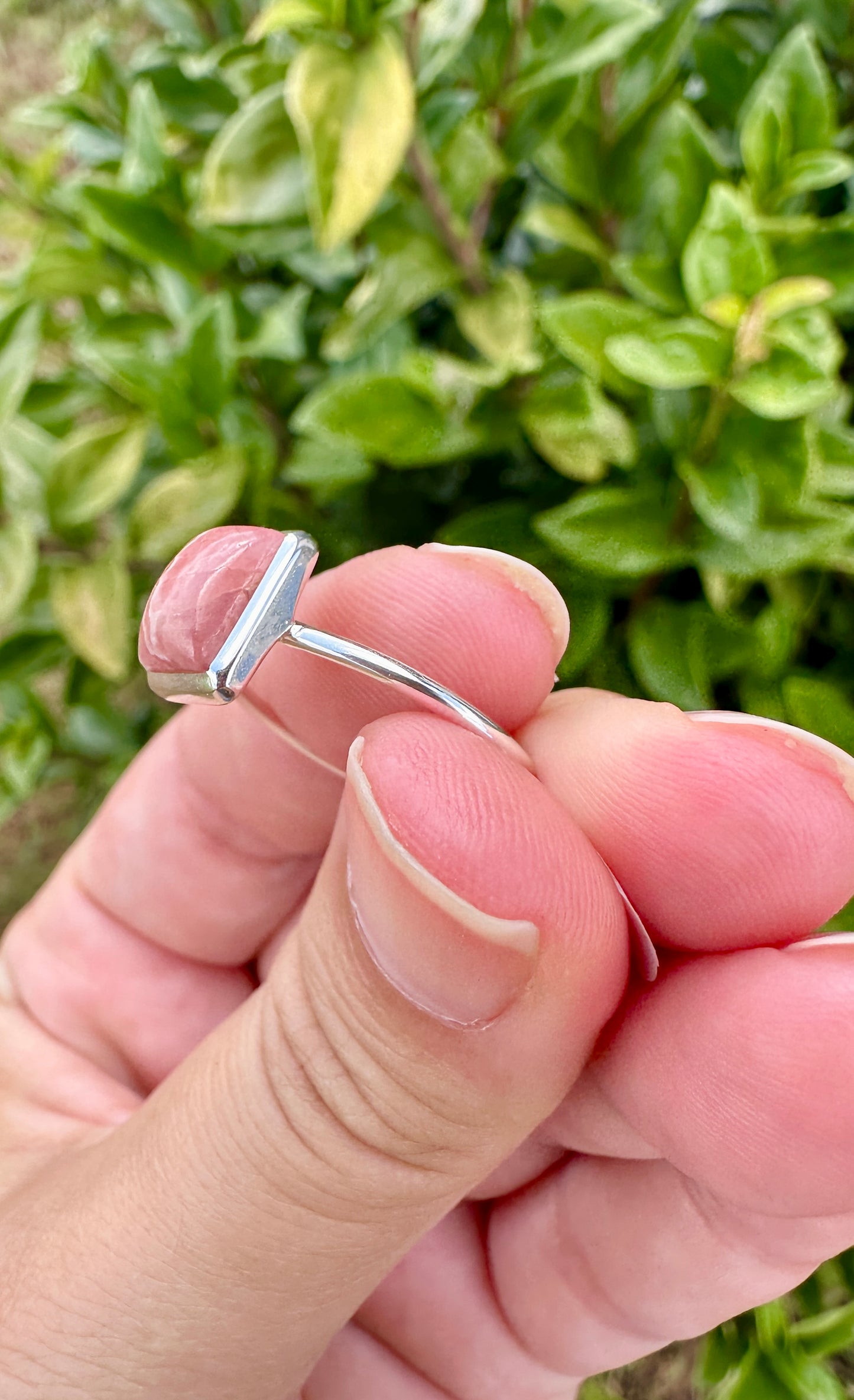 Rhodochrosite Sterling Silver Ring Size 10.25 - Elegant Pink Gemstone, Artisan Crafted Jewelry, Perfect for Any Occasion