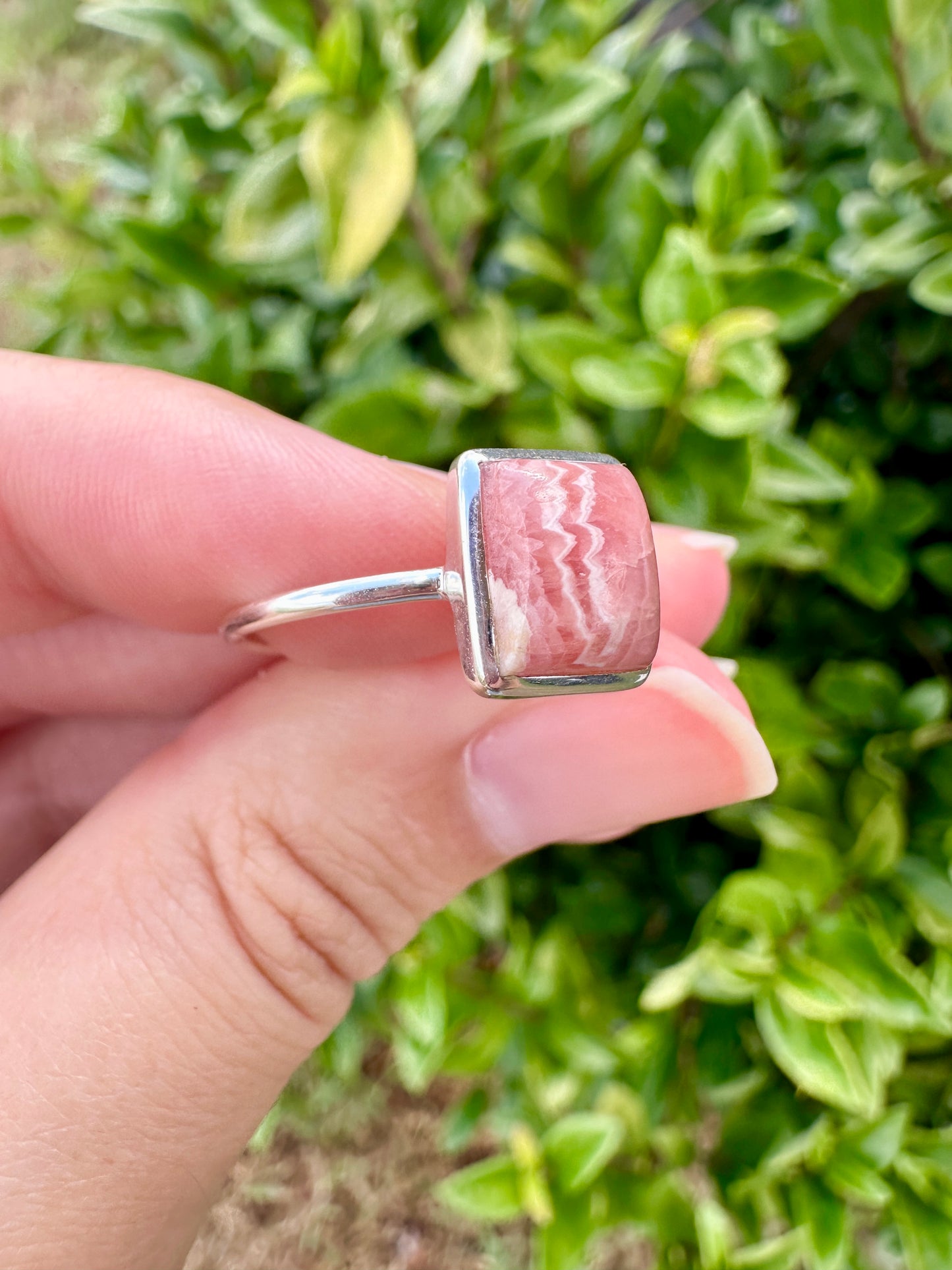 Rhodochrosite Sterling Silver Ring Size 10.25 - Elegant Pink Gemstone, Artisan Crafted Jewelry, Perfect for Any Occasion