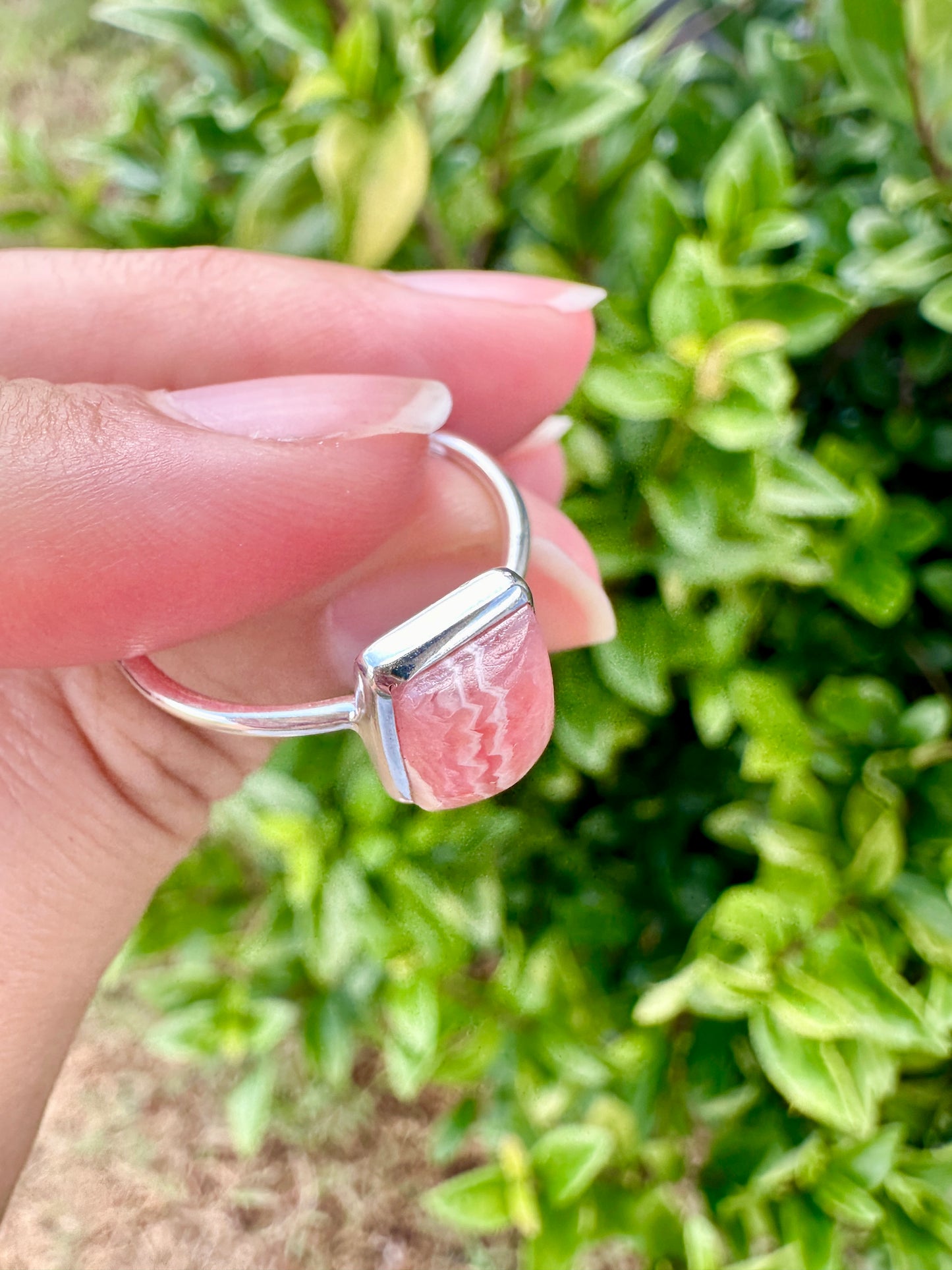 Rhodochrosite Sterling Silver Ring Size 10.25 - Elegant Pink Gemstone, Artisan Crafted Jewelry, Perfect for Any Occasion