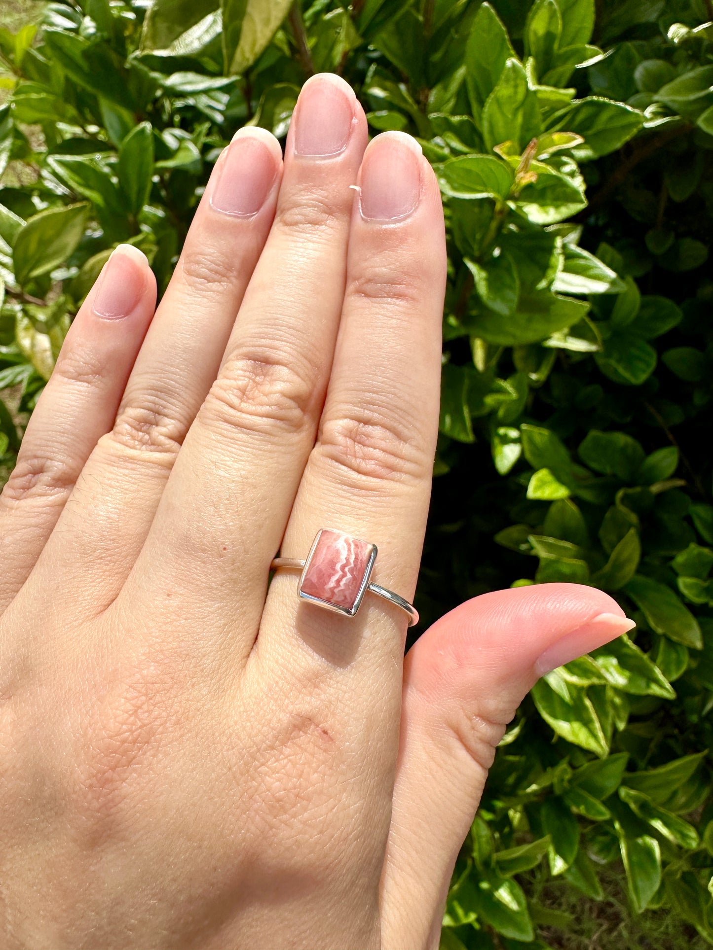 Rhodochrosite Sterling Silver Ring Size 10.25 - Elegant Pink Gemstone, Artisan Crafted Jewelry, Perfect for Any Occasion