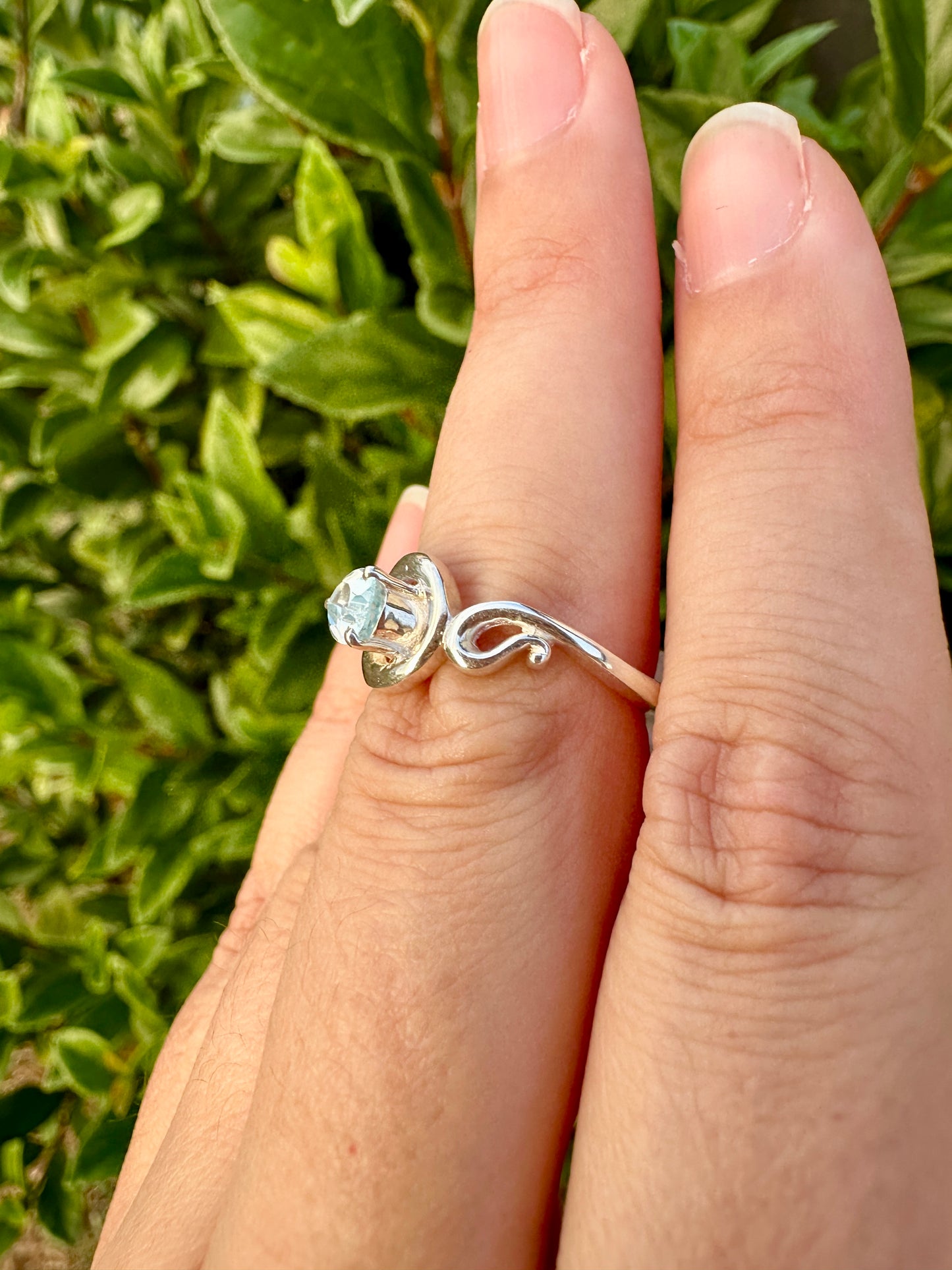 Aquamarine Sterling Silver Ring Size 8.25 - Genuine Aquamarine Gemstone - Elegant Sterling Silver Band - March Birthstone Ring - Perfect Gift for Her