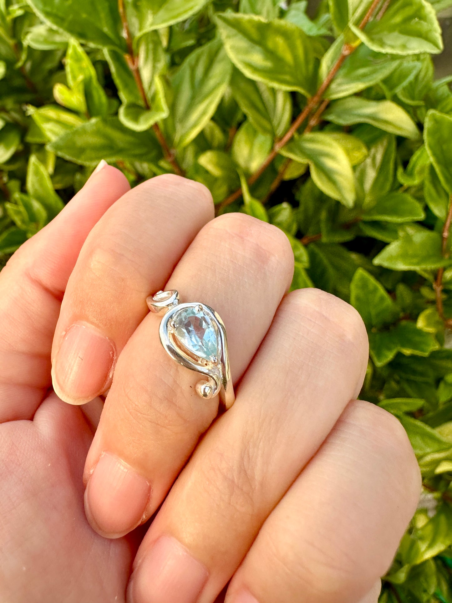 Aquamarine Sterling Silver Ring Size 8.25 - Genuine Aquamarine Gemstone - Elegant Sterling Silver Band - March Birthstone Ring - Perfect Gift for Her