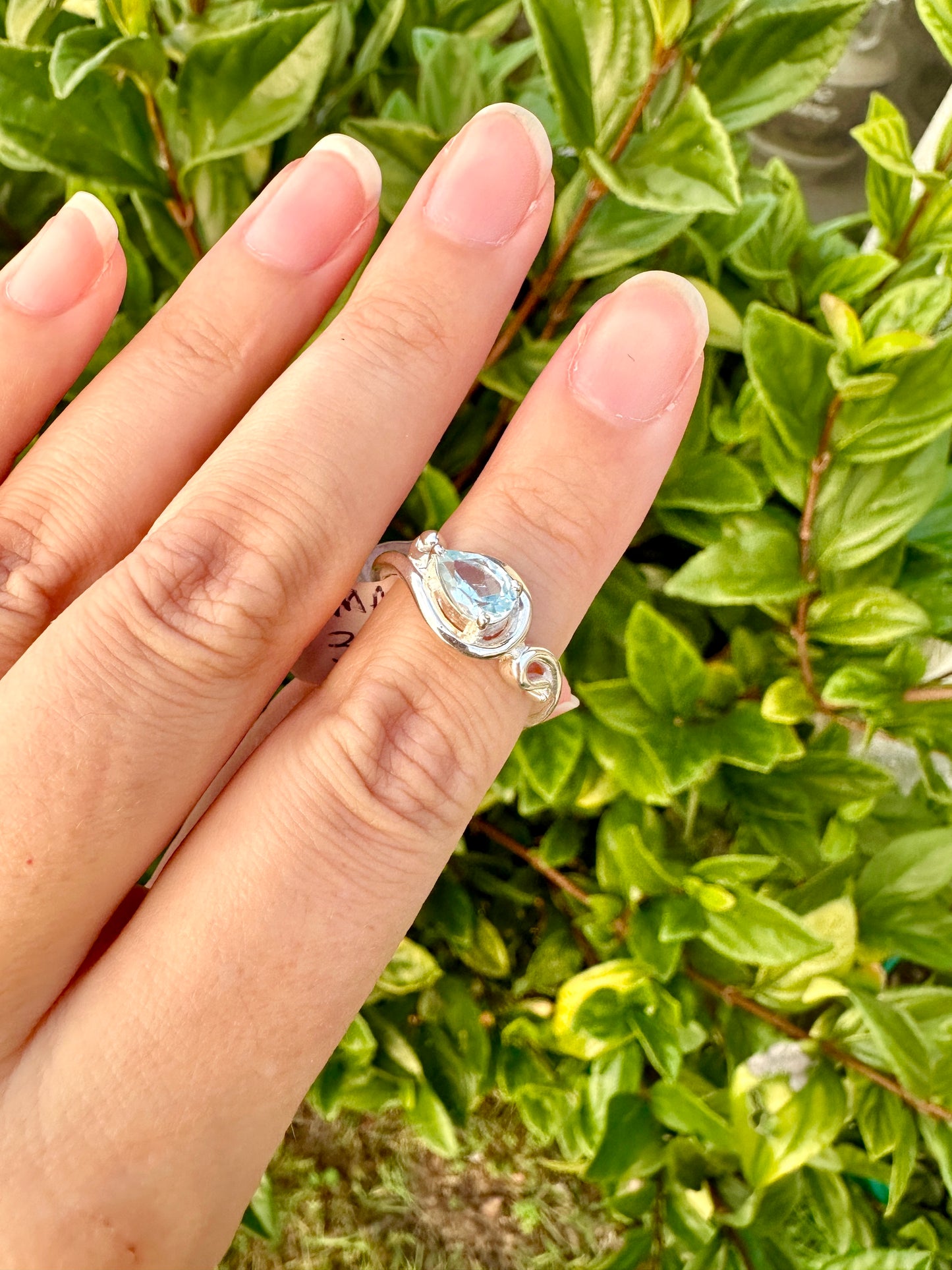 Aquamarine Sterling Silver Ring Size 8.25 - Genuine Aquamarine Gemstone - Elegant Sterling Silver Band - March Birthstone Ring - Perfect Gift for Her