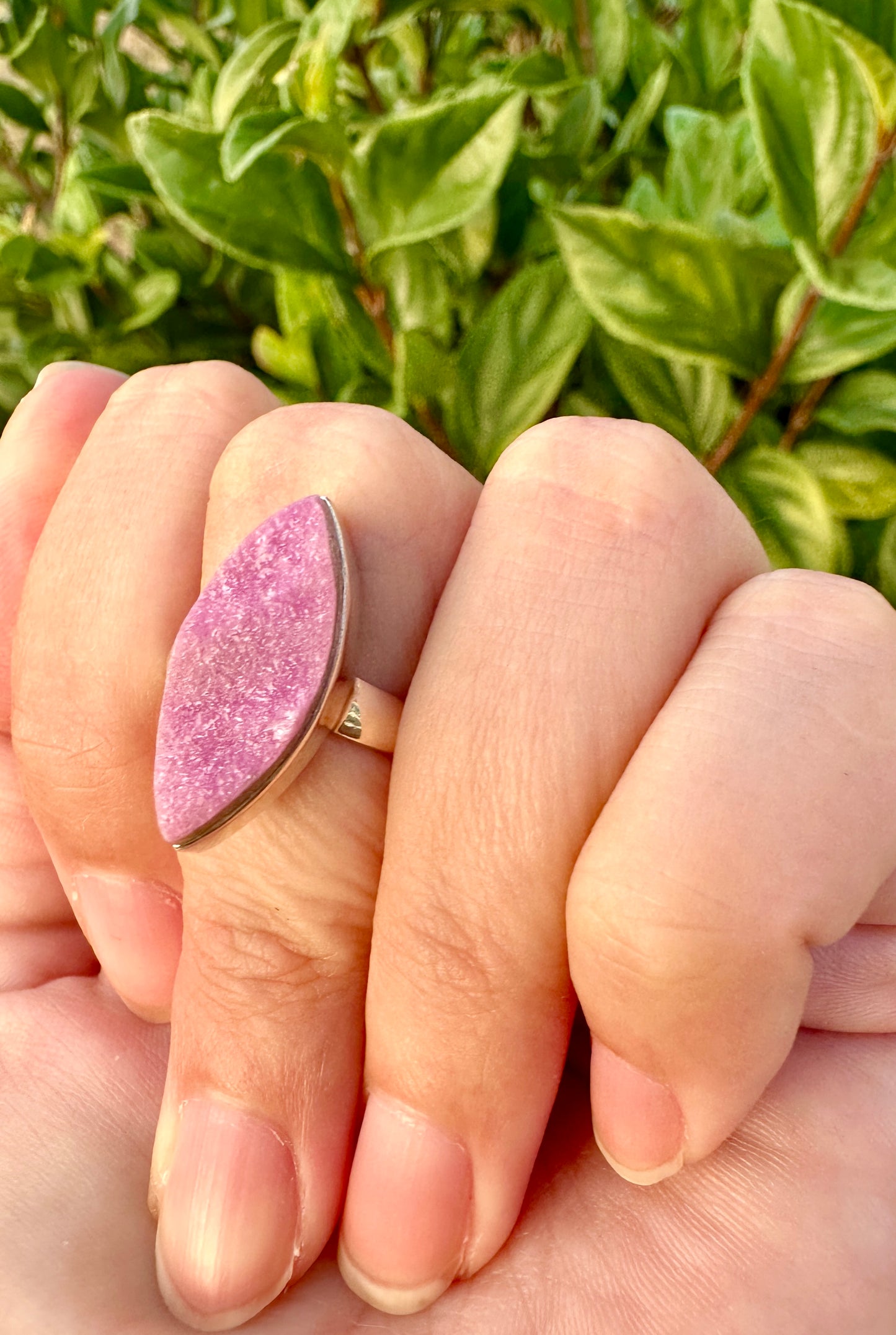 Cobaltoan Calcite Sterling Silver Ring Size 7 - Vibrant Pink Gemstone Jewelry for Love and Healing, Elegant Accessory