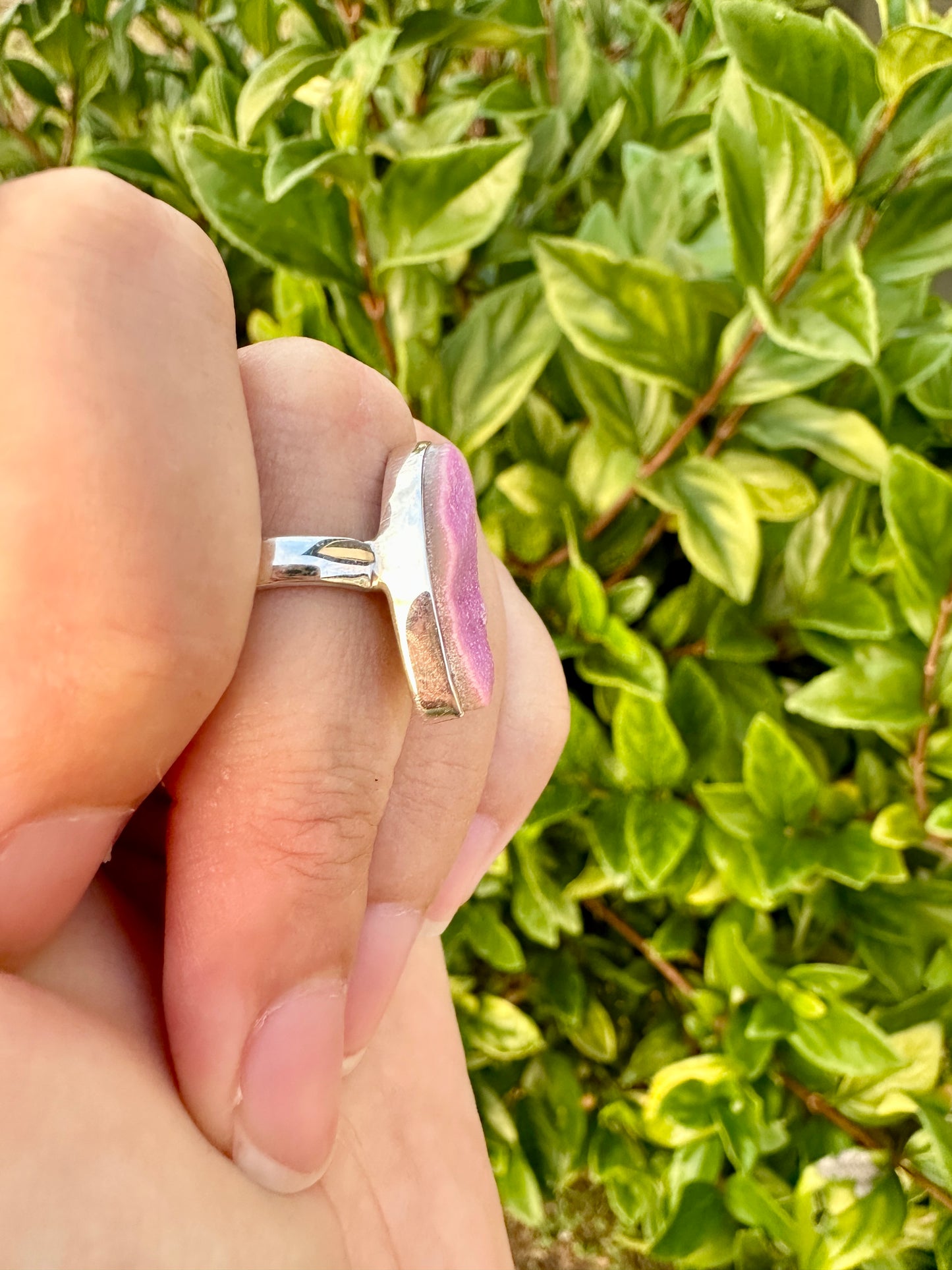 Cobaltoan Calcite Sterling Silver Ring Size 7 - Vibrant Pink Gemstone Jewelry for Love and Healing, Elegant Accessory