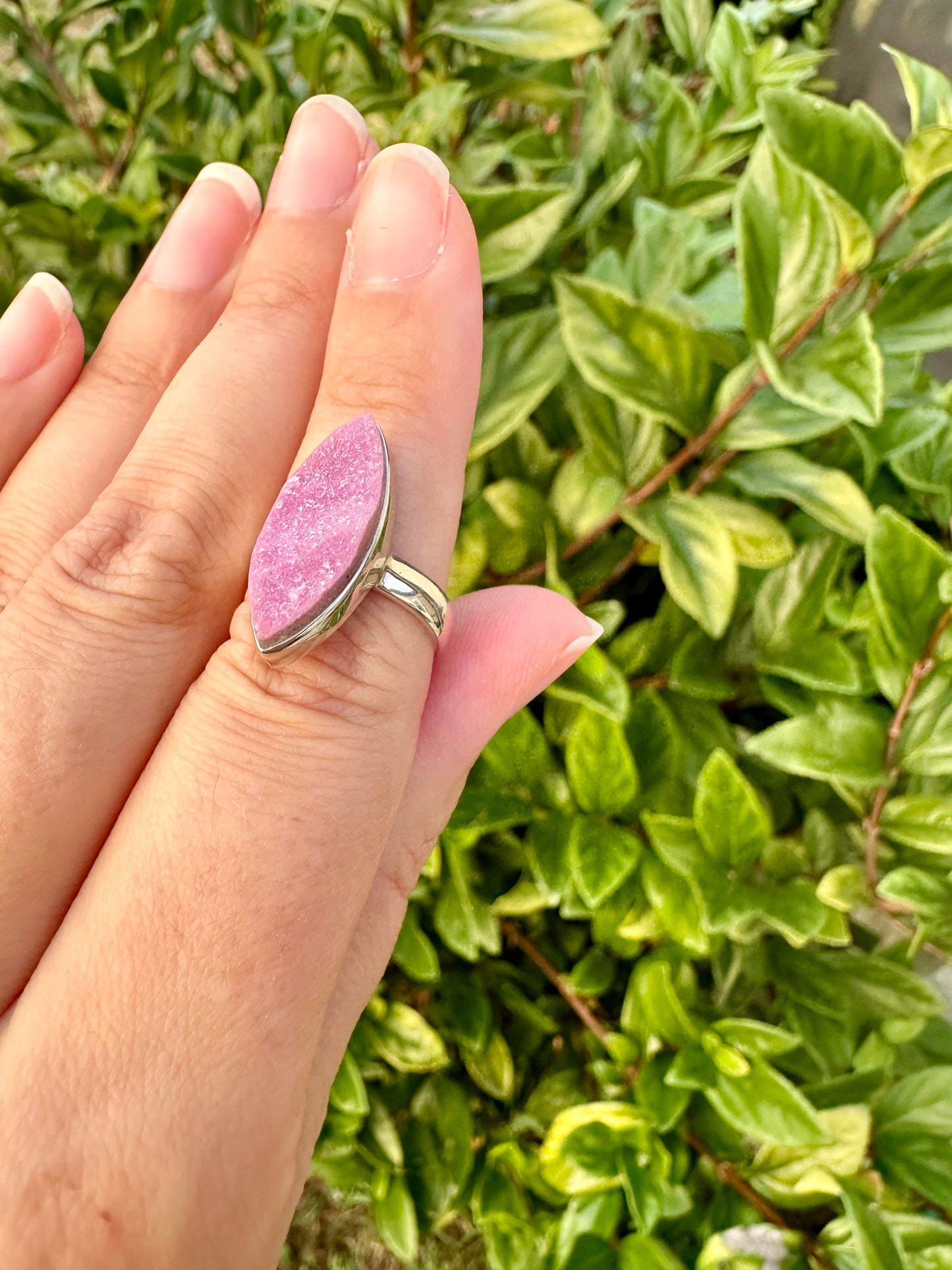 Cobaltoan Calcite Sterling Silver Ring Size 7 - Vibrant Pink Gemstone Jewelry for Love and Healing, Elegant Accessory