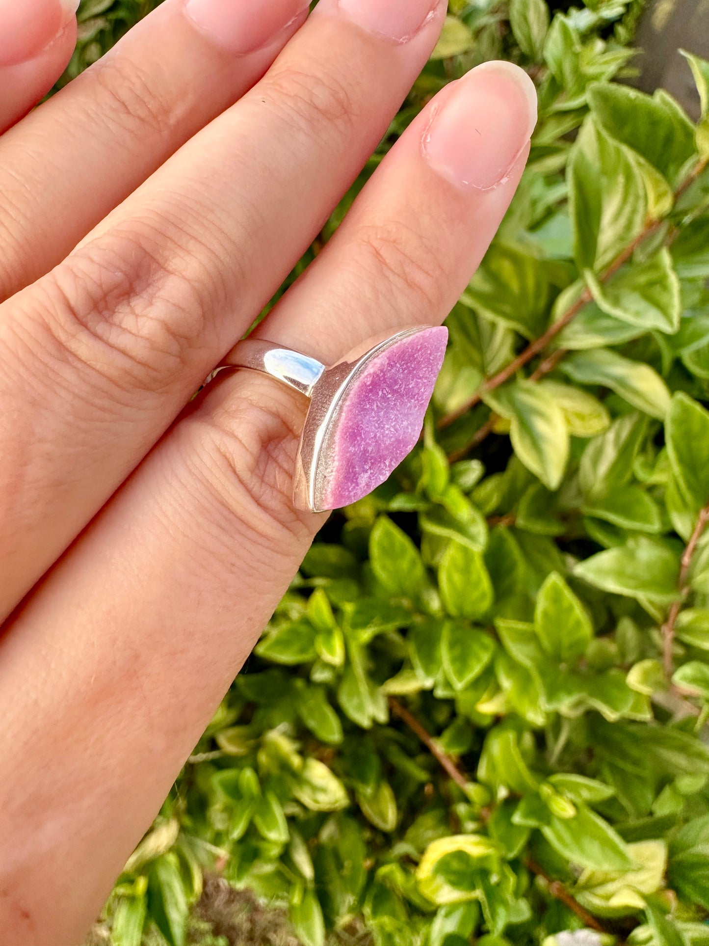 Cobaltoan Calcite Sterling Silver Ring Size 7 - Vibrant Pink Gemstone Jewelry for Love and Healing, Elegant Accessory