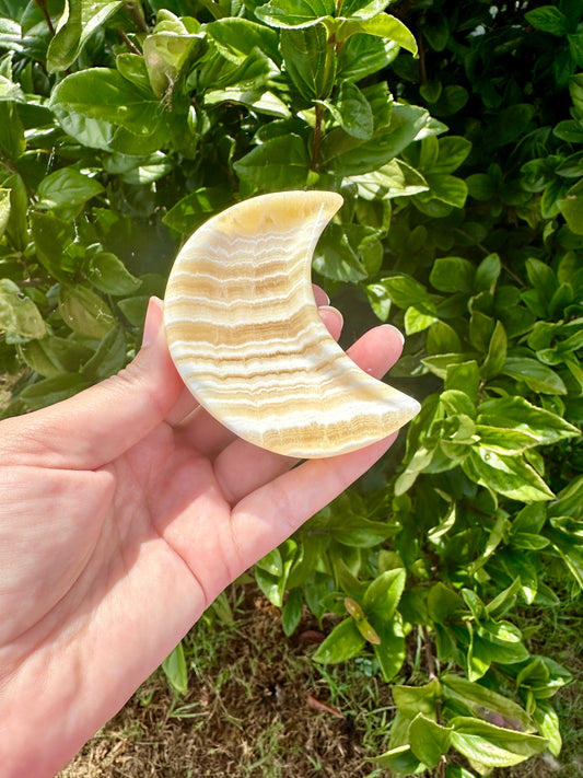 Yellow Calcite Moon Bowl, Natural Healing Crystal Decor, Spiritual Meditation, Unique Home Decor, Reiki Energy, Crystal Holder, Gift Idea