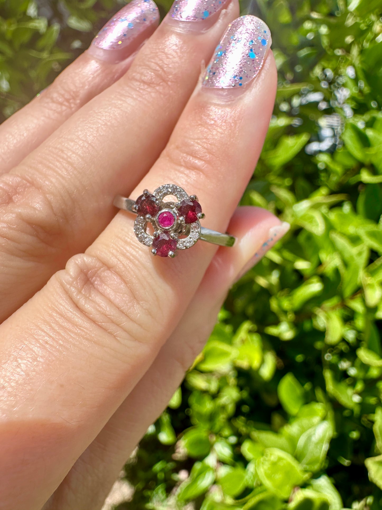 Garnet Silver Adjustable Spin Ring, Natural Healing Stone, Anxiety Relief, January Birthstone Jewelry, Unique Gift, Handcrafted Spinner Ring