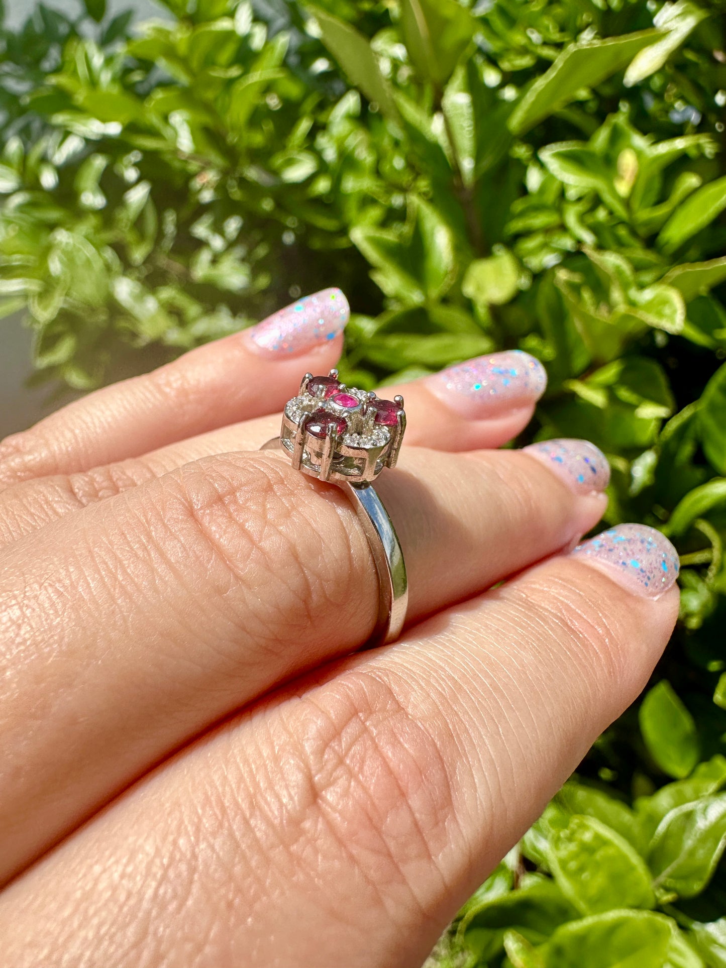 Garnet Silver Adjustable Spin Ring, Natural Healing Stone, Anxiety Relief, January Birthstone Jewelry, Unique Gift, Handcrafted Spinner Ring