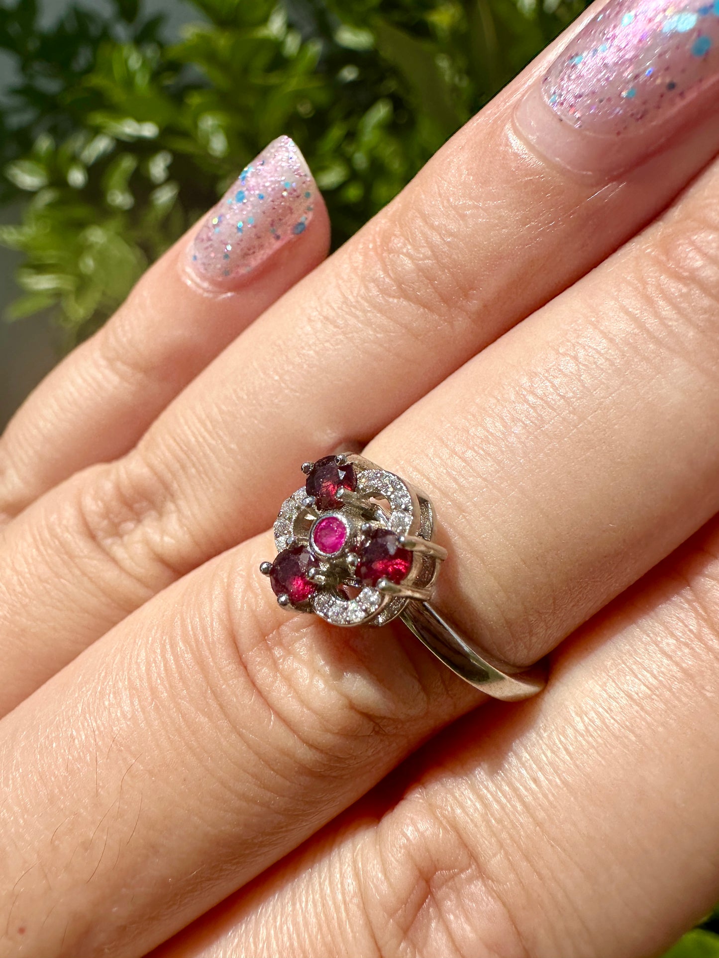 Garnet Silver Adjustable Spin Ring, Natural Healing Stone, Anxiety Relief, January Birthstone Jewelry, Unique Gift, Handcrafted Spinner Ring