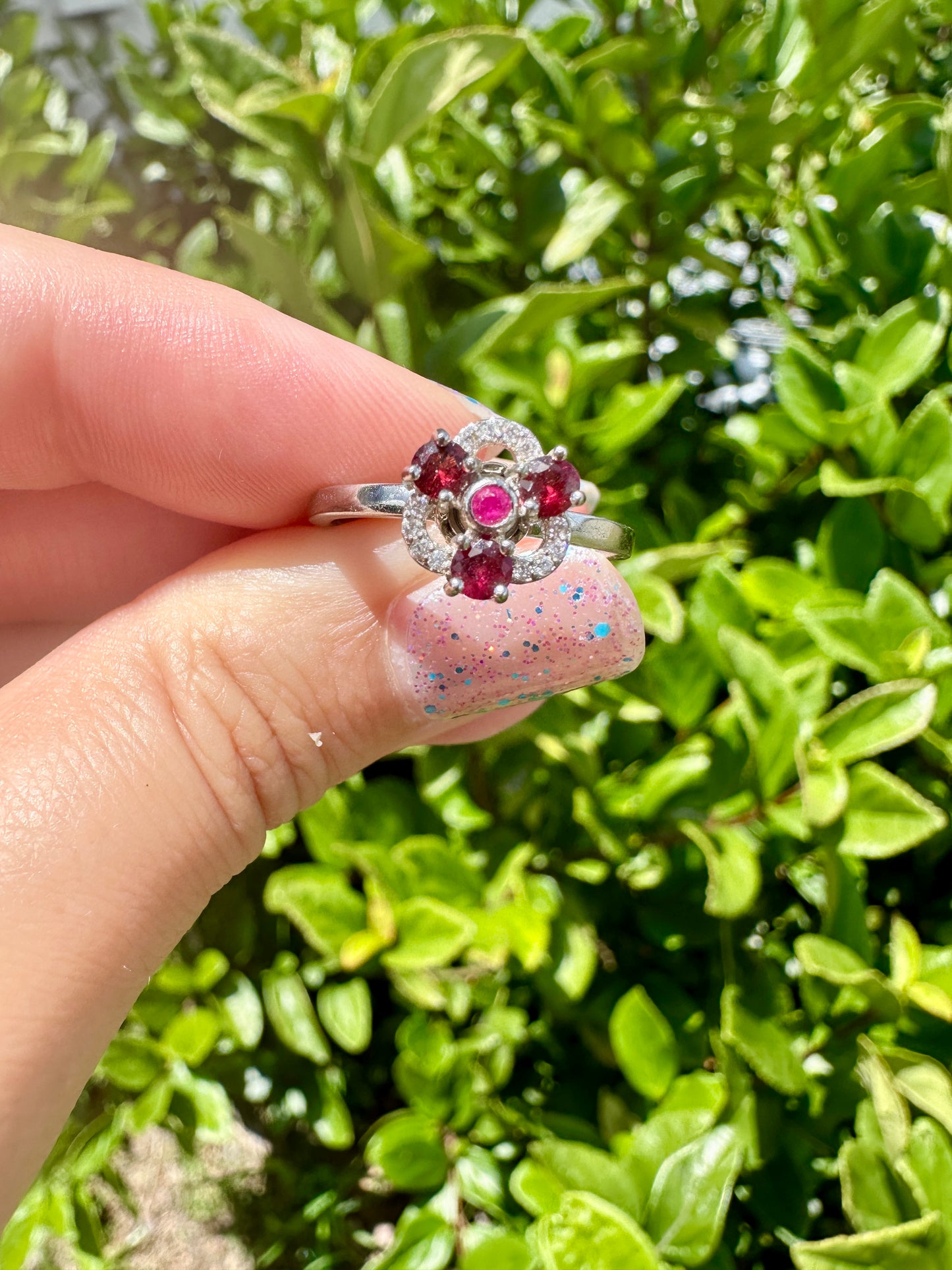 Garnet Silver Adjustable Spin Ring, Natural Healing Stone, Anxiety Relief, January Birthstone Jewelry, Unique Gift, Handcrafted Spinner Ring