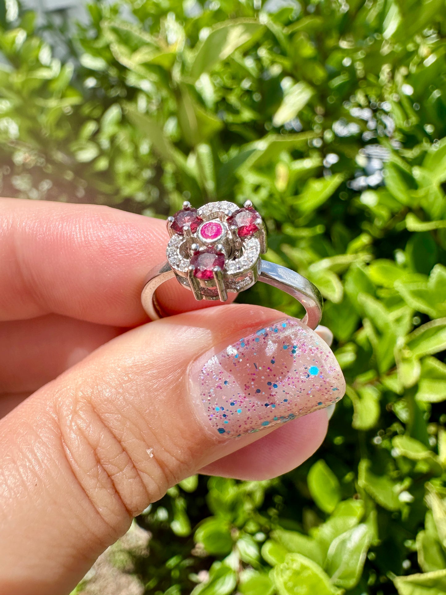 Garnet Silver Adjustable Spin Ring, Natural Healing Stone, Anxiety Relief, January Birthstone Jewelry, Unique Gift, Handcrafted Spinner Ring