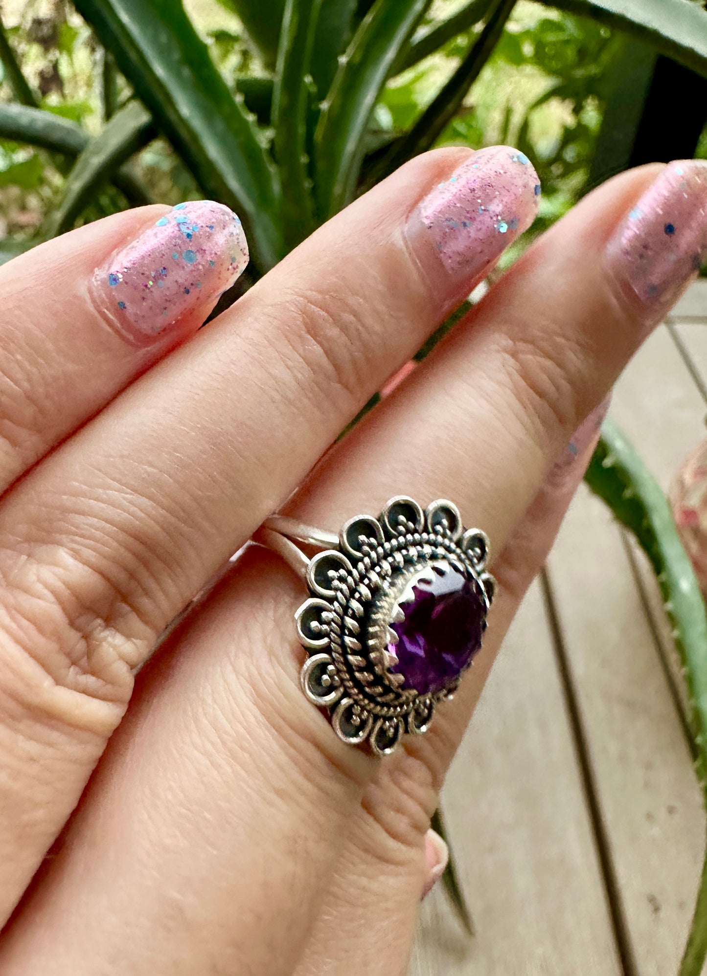 Sterling Silver Amethyst Size 8 Ring - February Birthstone Jewelry - Purple Gemstone Ring for Women - Perfect Gift for Her