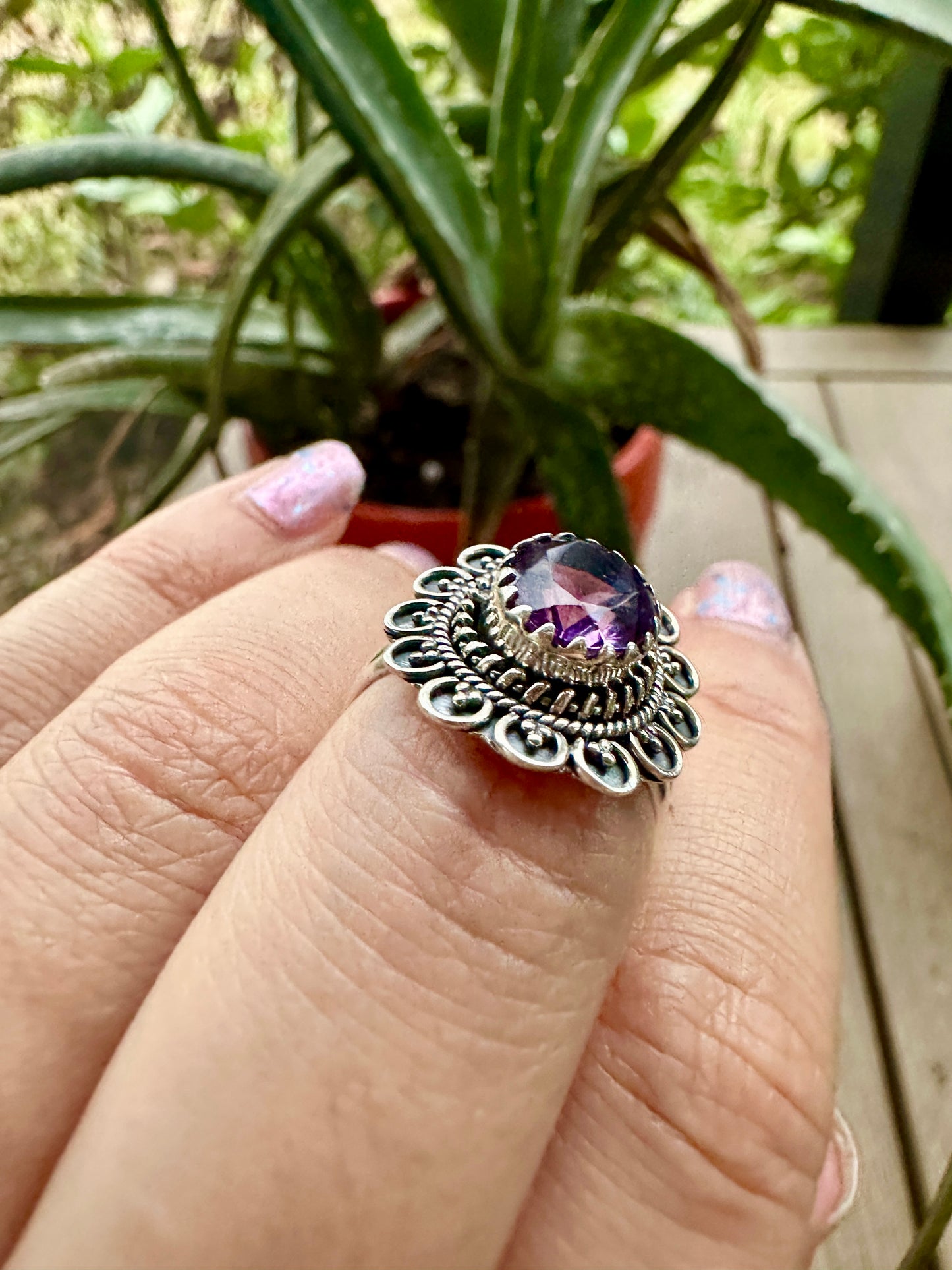 Sterling Silver Amethyst Size 8 Ring - February Birthstone Jewelry - Purple Gemstone Ring for Women - Perfect Gift for Her