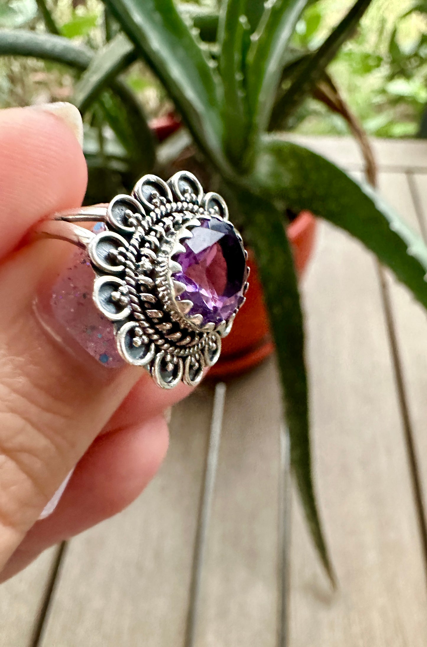 Sterling Silver Amethyst Size 8 Ring - February Birthstone Jewelry - Purple Gemstone Ring for Women - Perfect Gift for Her