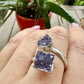 Uruguayan Druzy Amethyst Adjustable Silver Ring, Natural Healing Stone Jewelry, Unique Gift, Purple Crystal Ring, Handcrafted Adjustable Ring