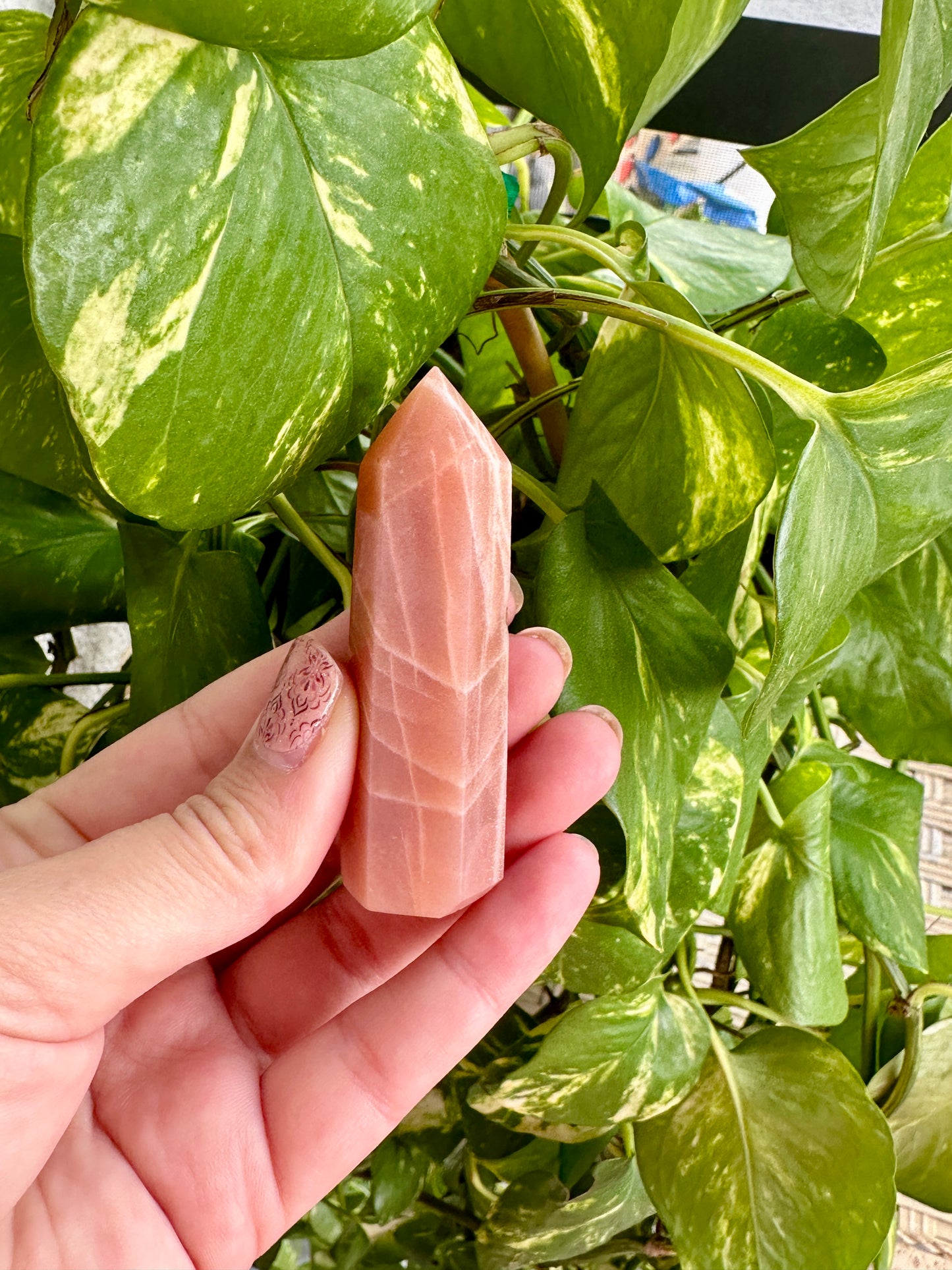 Unique Peach Moonstone Tower - Elegant, Healing Crystal Decor for Home & Spiritual Growth, Enhances Intuition & Emotional Balance