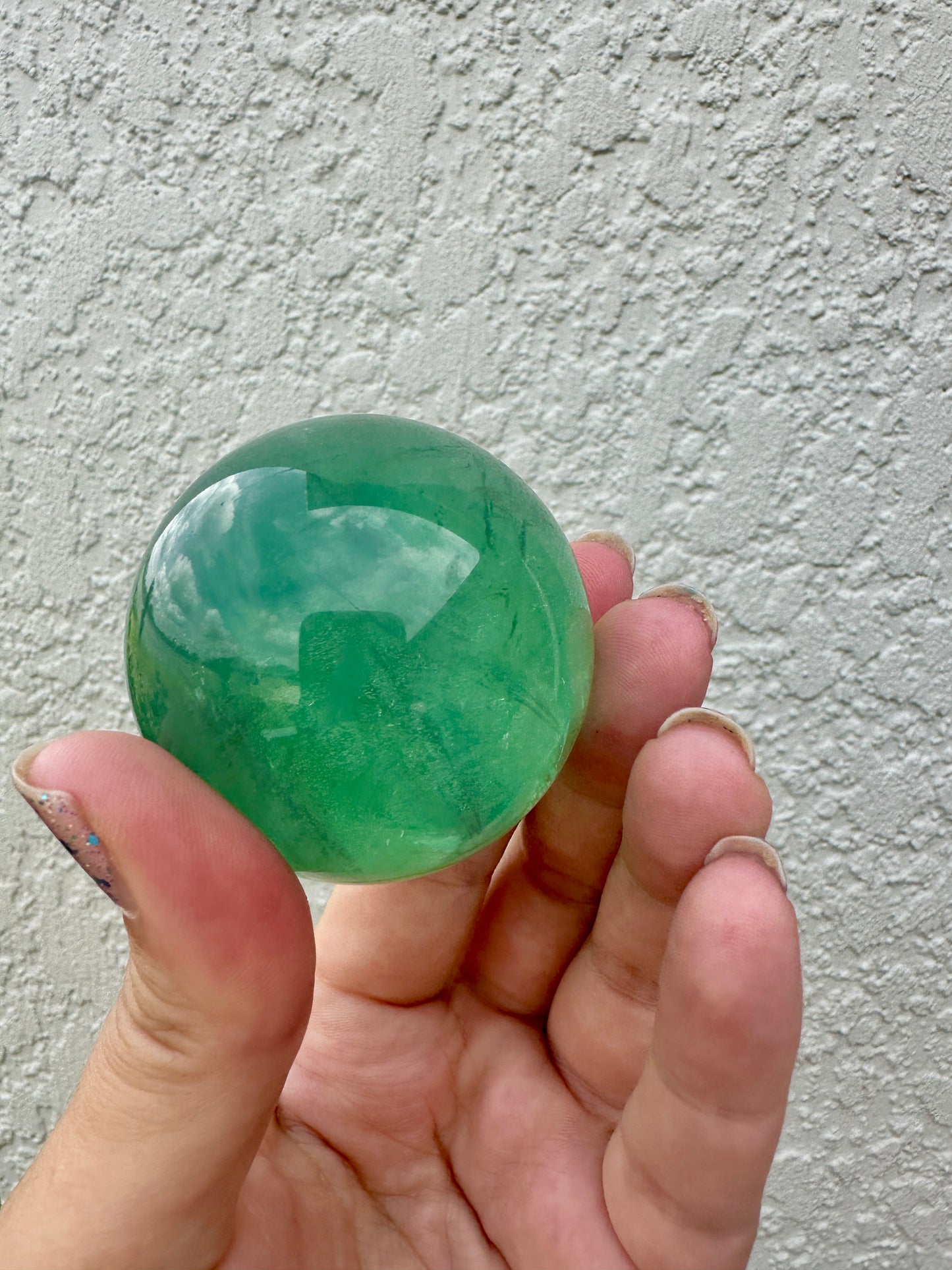 Green Fluorite Sphere - Natural Crystal Healing Stone - Unique Home Decor Piece - Perfect Gift for Crystal Collectors and Enthusiasts