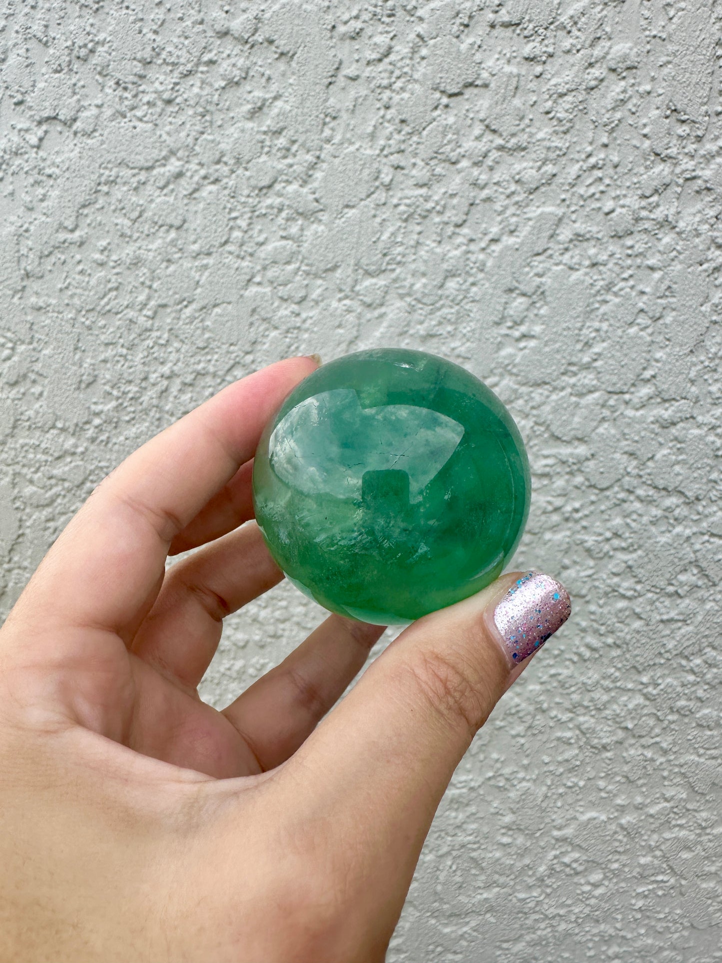 Green Fluorite Sphere - Natural Crystal Healing Stone - Unique Home Decor Piece - Perfect Gift for Crystal Collectors and Enthusiasts