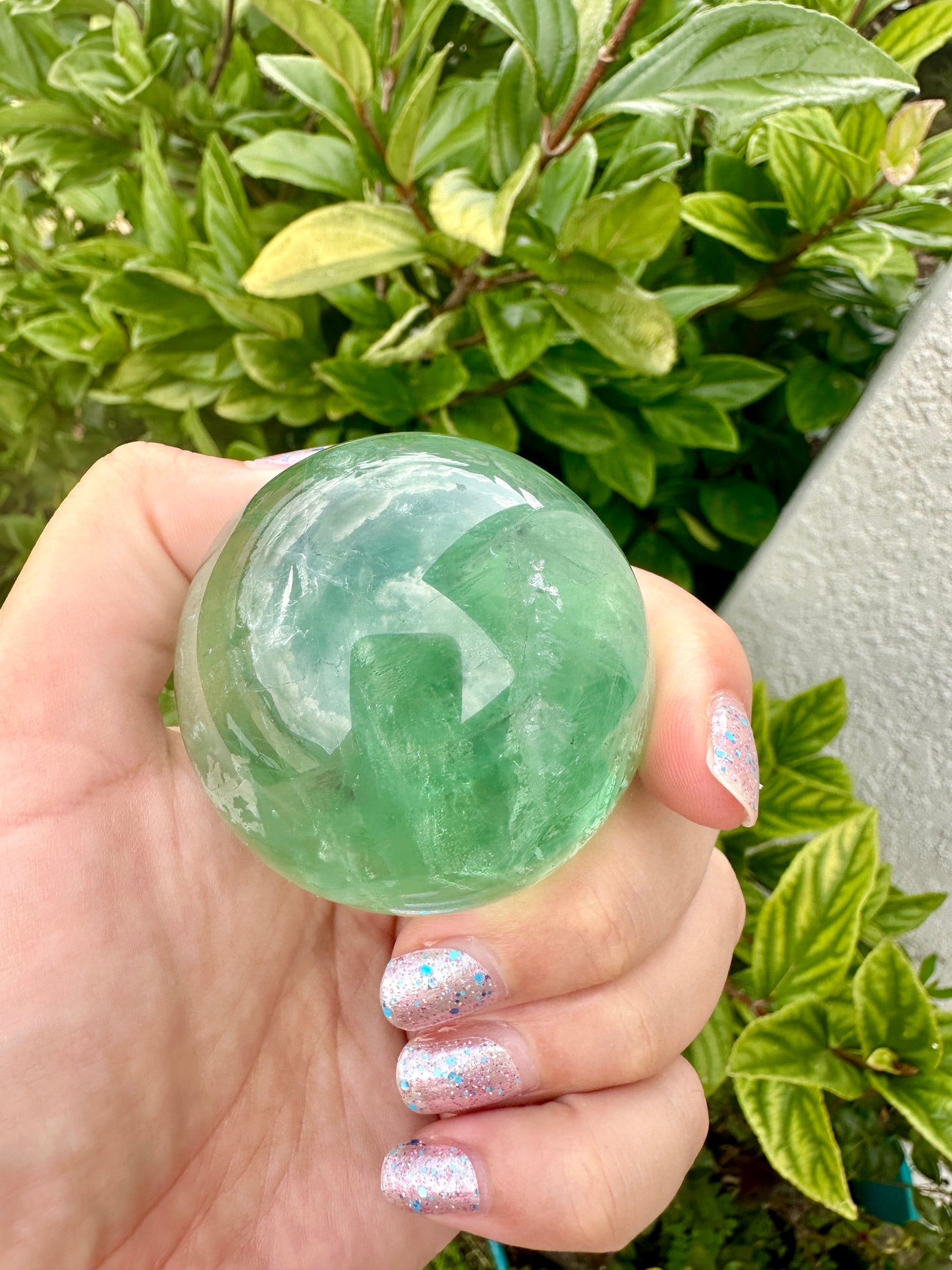 Green Fluorite Sphere - Natural Crystal Healing Stone - Unique Home Decor Piece - Perfect Gift for Crystal Collectors and Enthusiasts