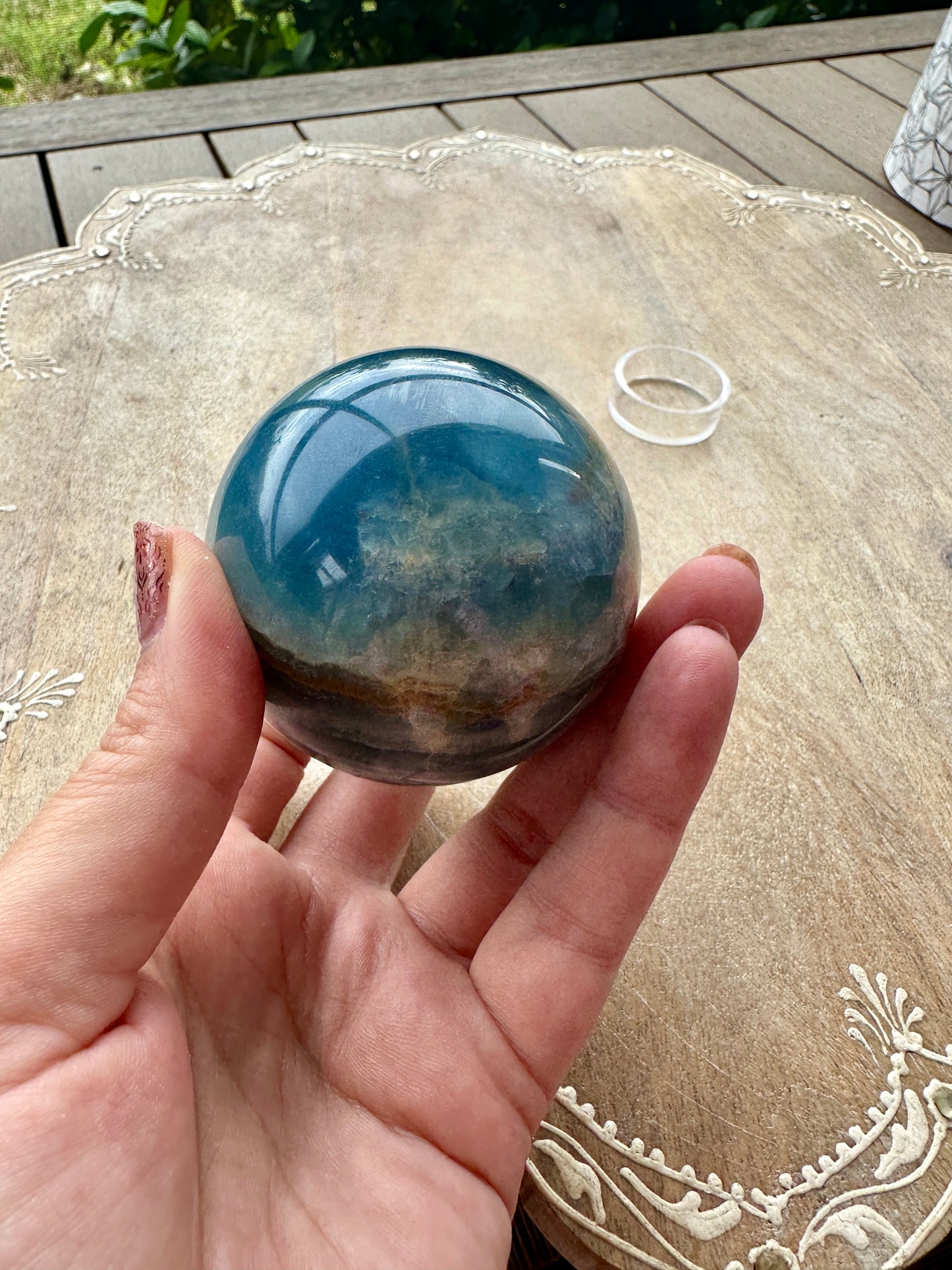 Lemurian Aquatine Calcite Sphere| Blue Onyx Sphere  | Sphere - 62.4mm