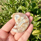 Flower Agate Moon Carving, Unique Crystal Decor, Natural Healing Stone, Boho Home Decor, Spiritual Gift, Meditation Aid