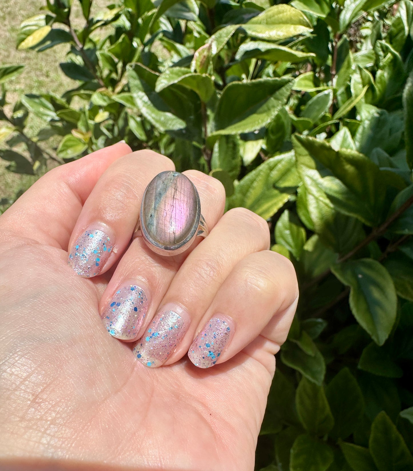 Labradorite Sterling Silver Ring with Purple Flash – Size 10 – Unique Gemstone Jewelry for Women