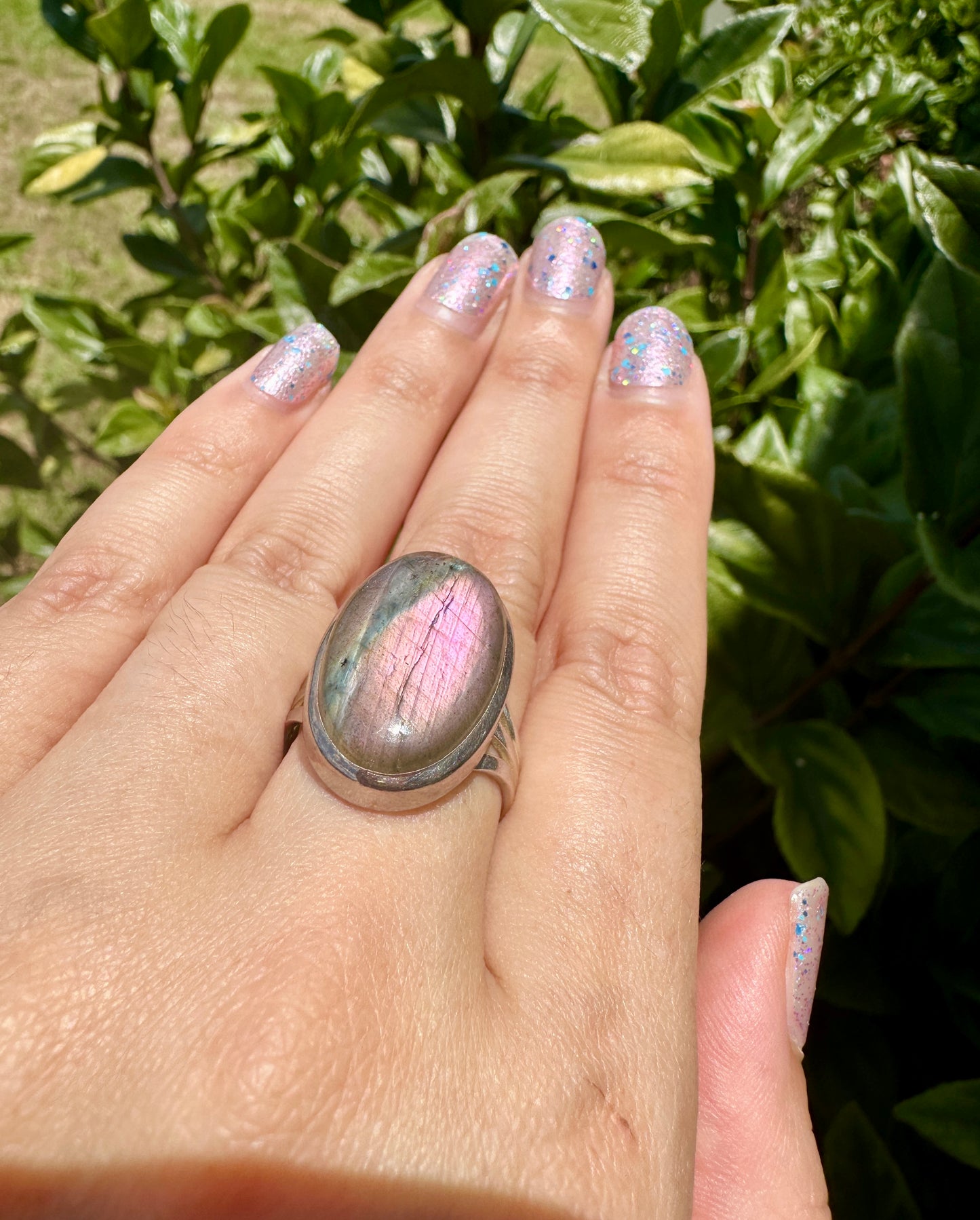 Labradorite Sterling Silver Ring with Purple Flash – Size 10 – Unique Gemstone Jewelry for Women