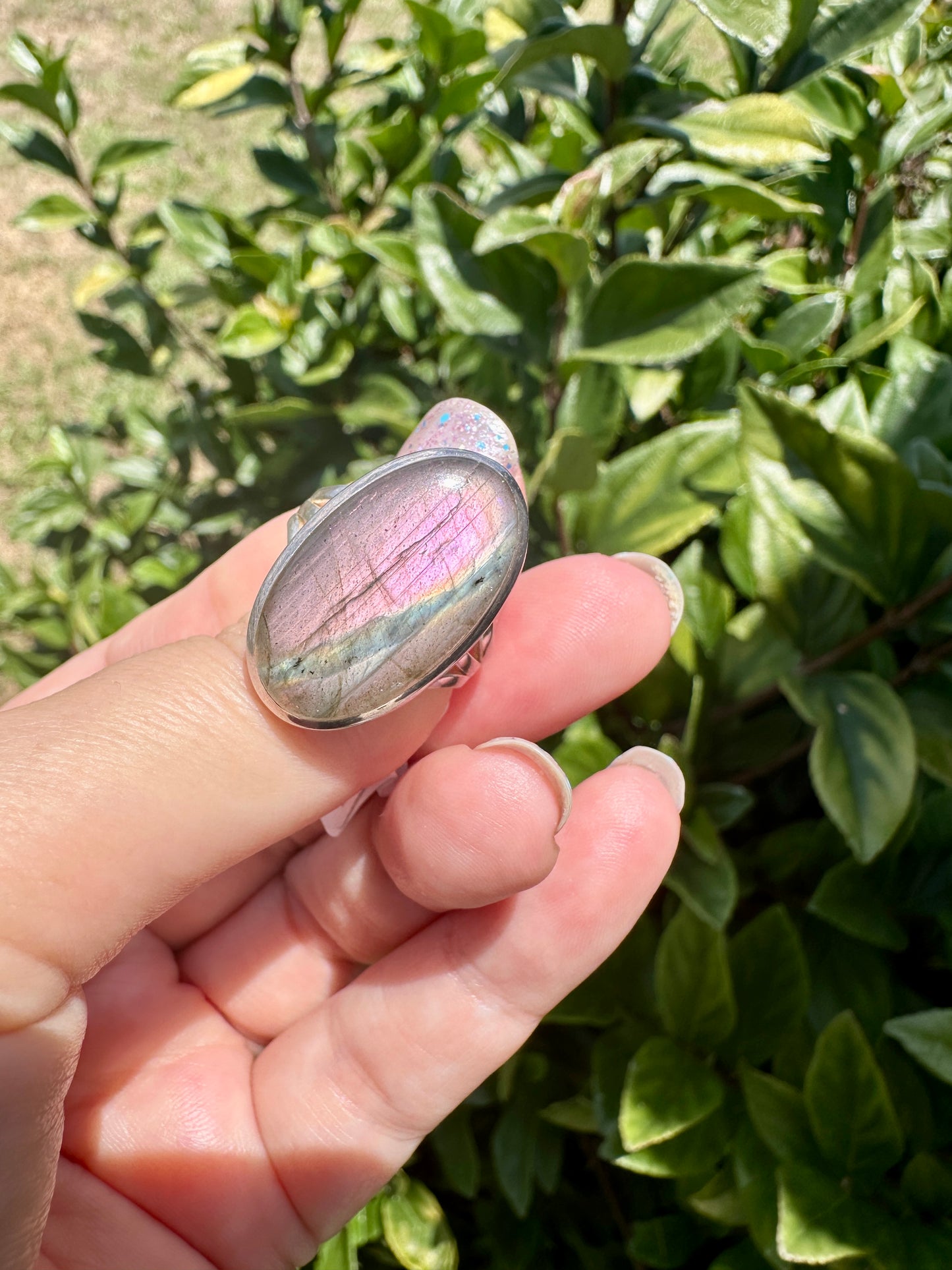 Labradorite Sterling Silver Ring with Purple Flash – Size 10 – Unique Gemstone Jewelry for Women