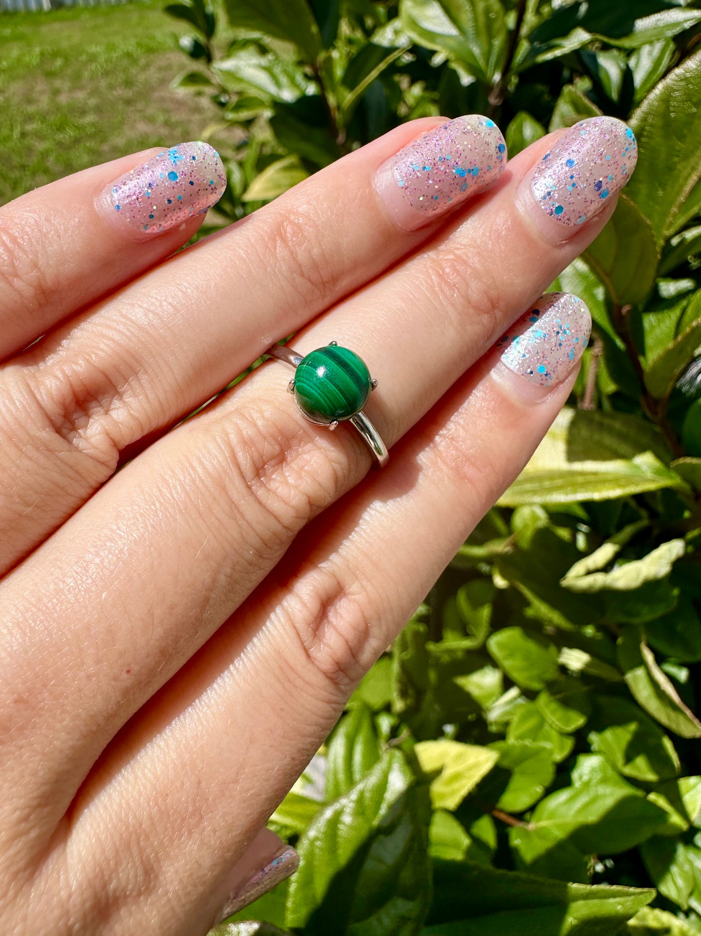 Elegant Malachite  Adjustable Ring – Unique Green Gemstone Jewelry for Women – Hypoallergenic and Durable – Perfect Gift Idea