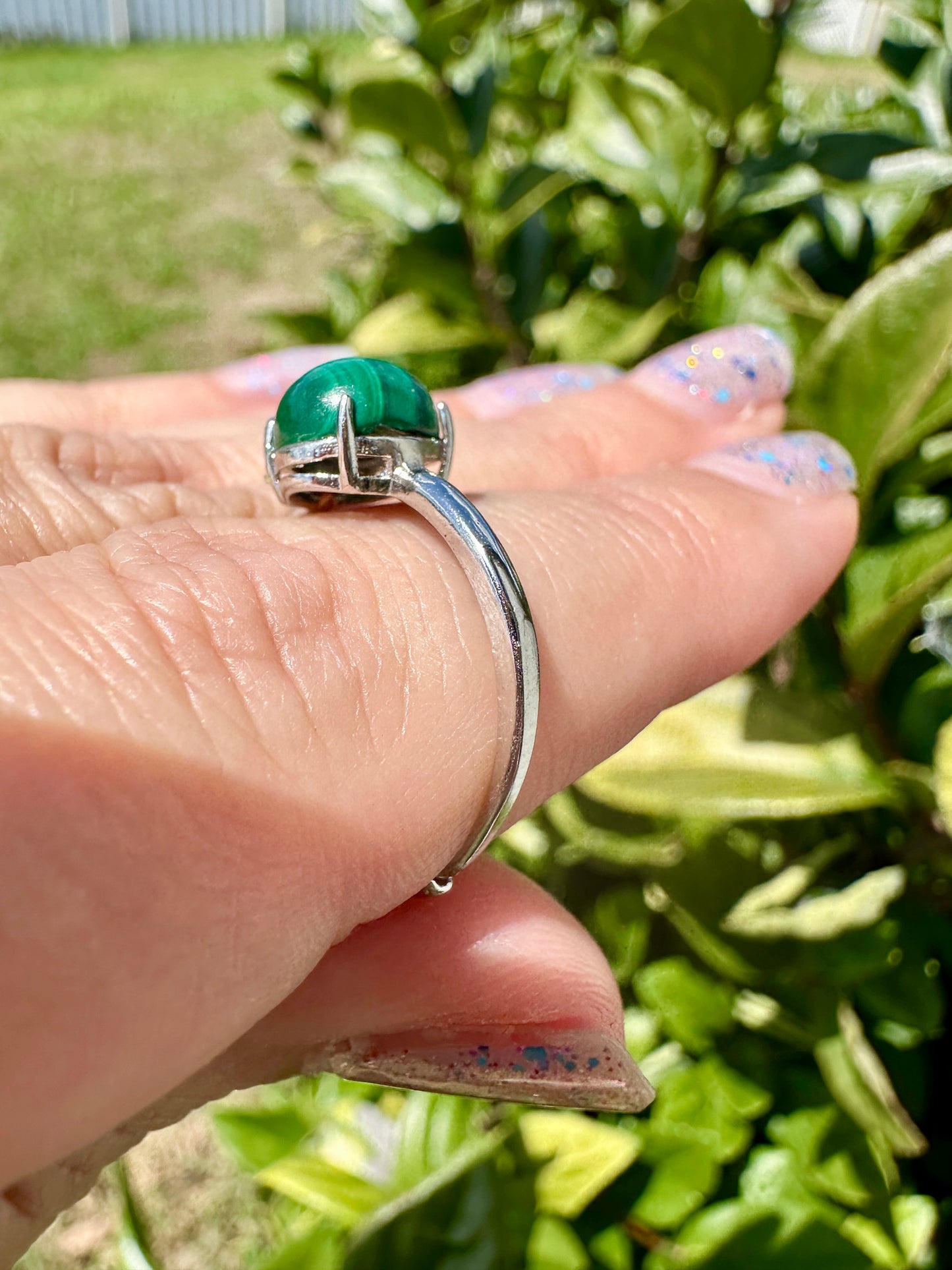 Elegant Malachite  Adjustable Ring – Unique Green Gemstone Jewelry for Women – Hypoallergenic and Durable – Perfect Gift Idea