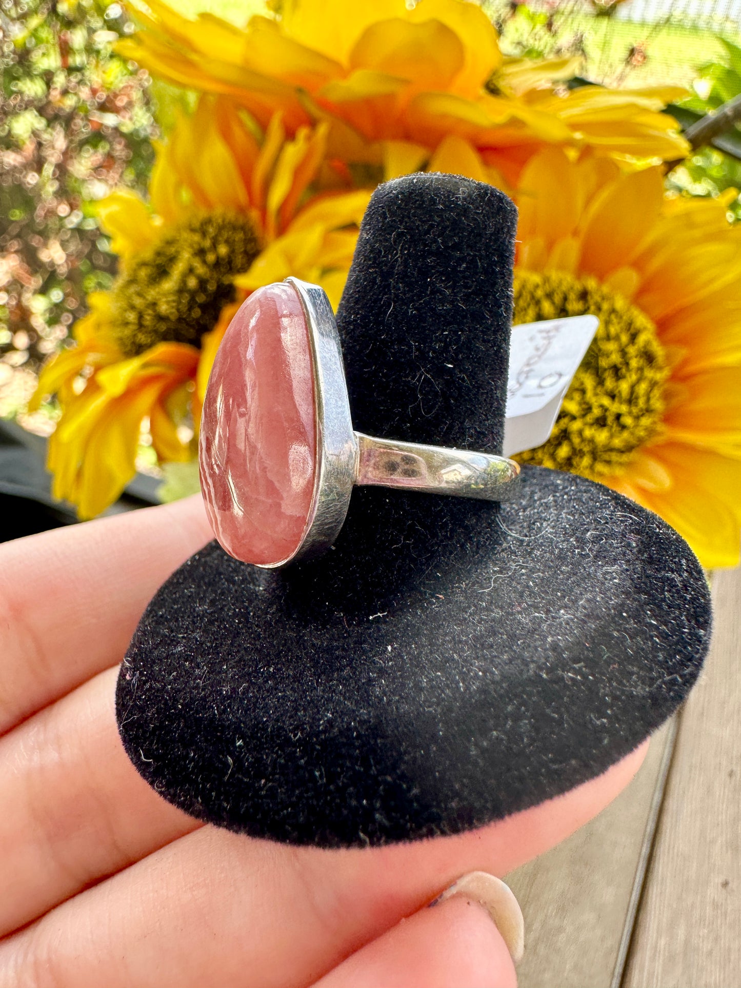 Rhodochrosite Sterling Silver Ring Size 10 - Elegant Pink Gemstone, Crafted Jewelry, Perfect for Any Occasion