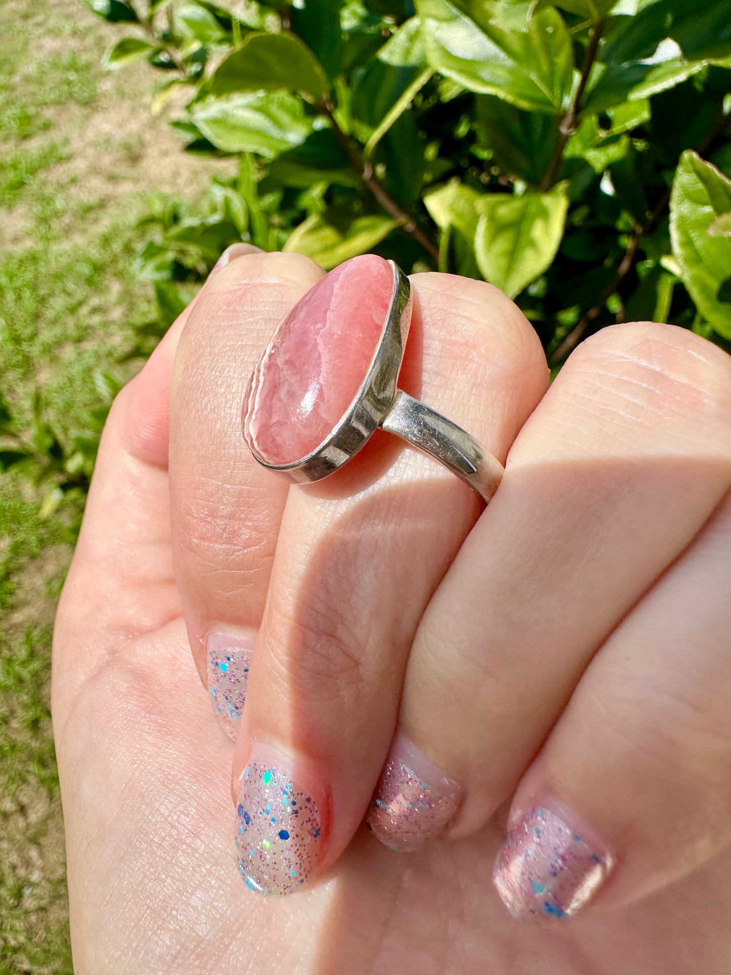 Rhodochrosite Sterling Silver Ring Size 10 - Elegant Pink Gemstone, Crafted Jewelry, Perfect for Any Occasion