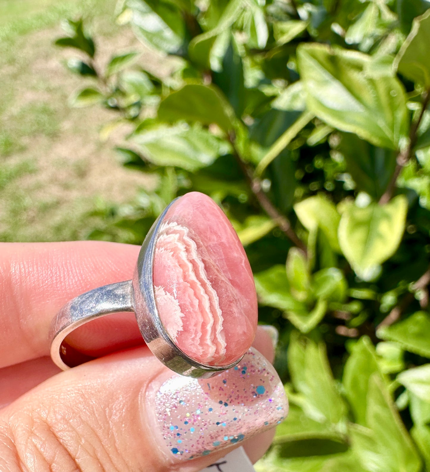 Rhodochrosite Sterling Silver Ring Size 10 - Elegant Pink Gemstone, Crafted Jewelry, Perfect for Any Occasion