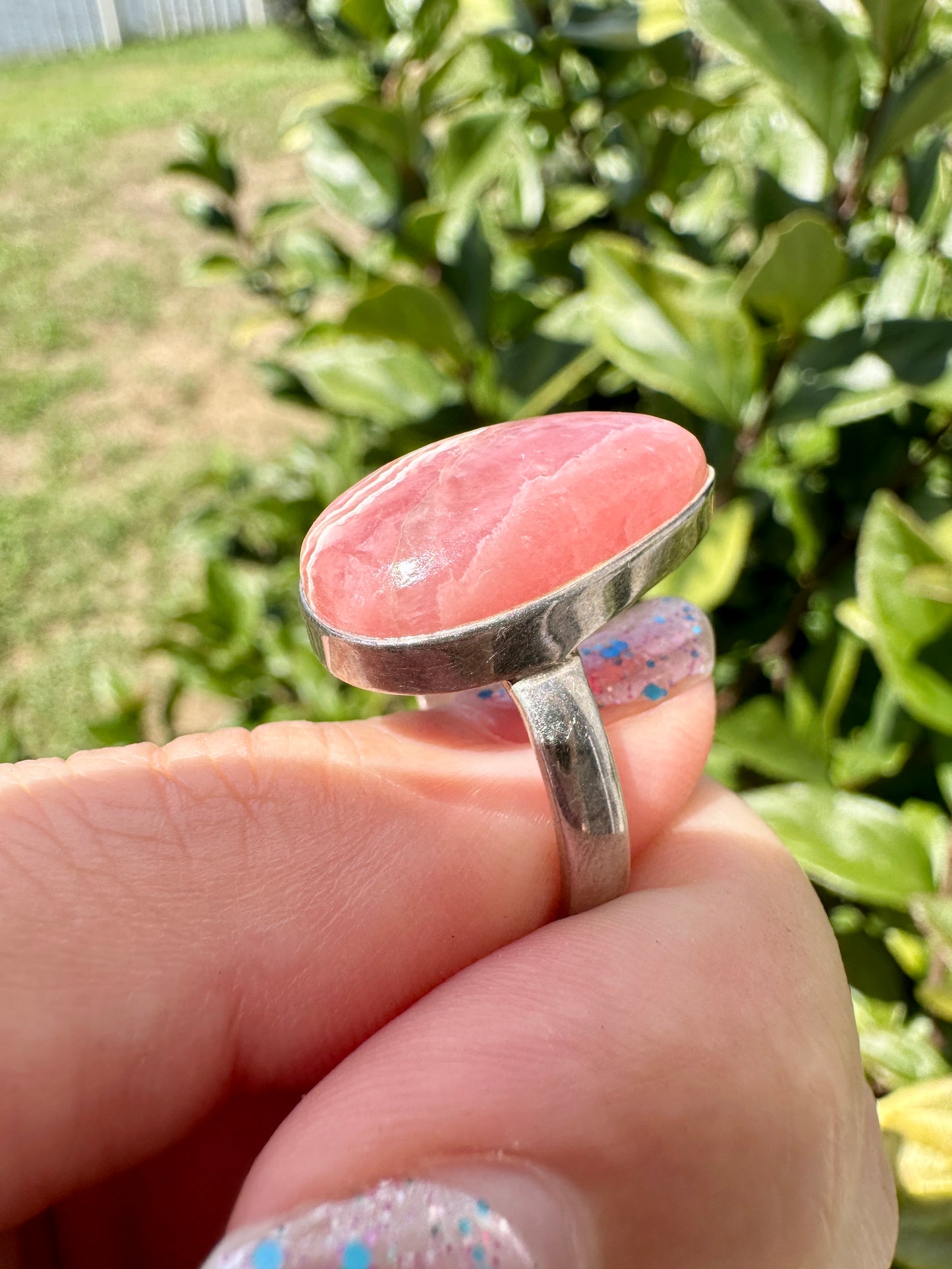 Rhodochrosite Sterling Silver Ring Size 10 - Elegant Pink Gemstone, Crafted Jewelry, Perfect for Any Occasion