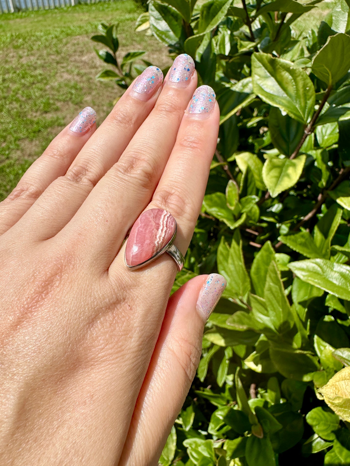 Rhodochrosite Sterling Silver Ring Size 10 - Elegant Pink Gemstone, Crafted Jewelry, Perfect for Any Occasion