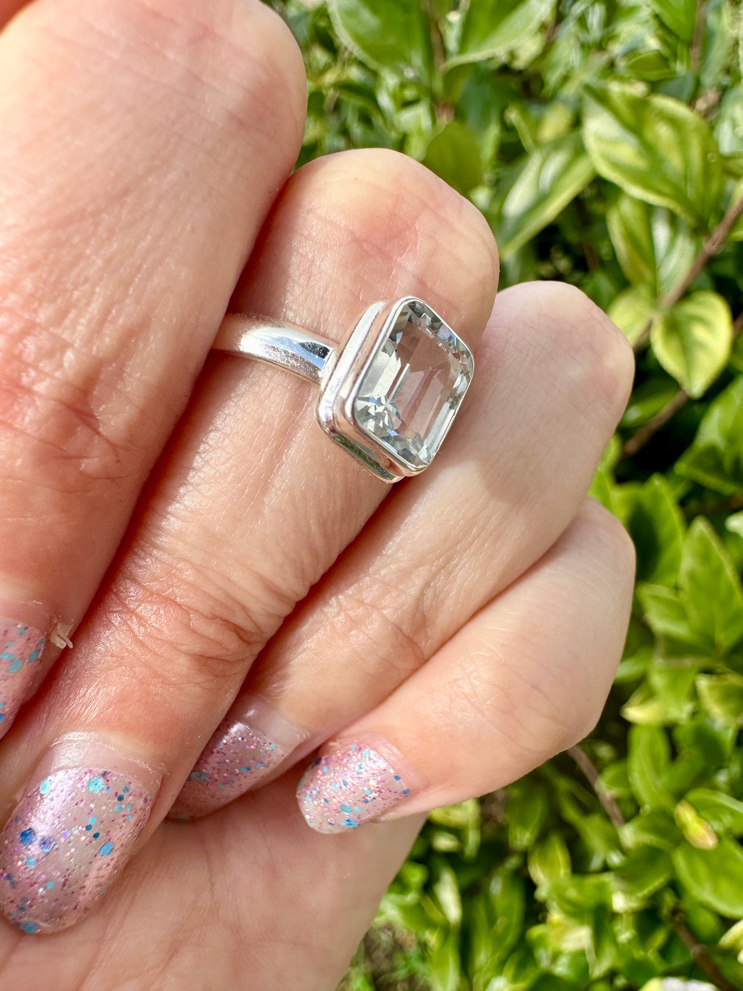 White Topaz Ring Size 8, Sterling Silver Topaz Engagement Ring, Elegant Solitaire Ring, April Birthstone Jewelry, Perfect Gift for Her