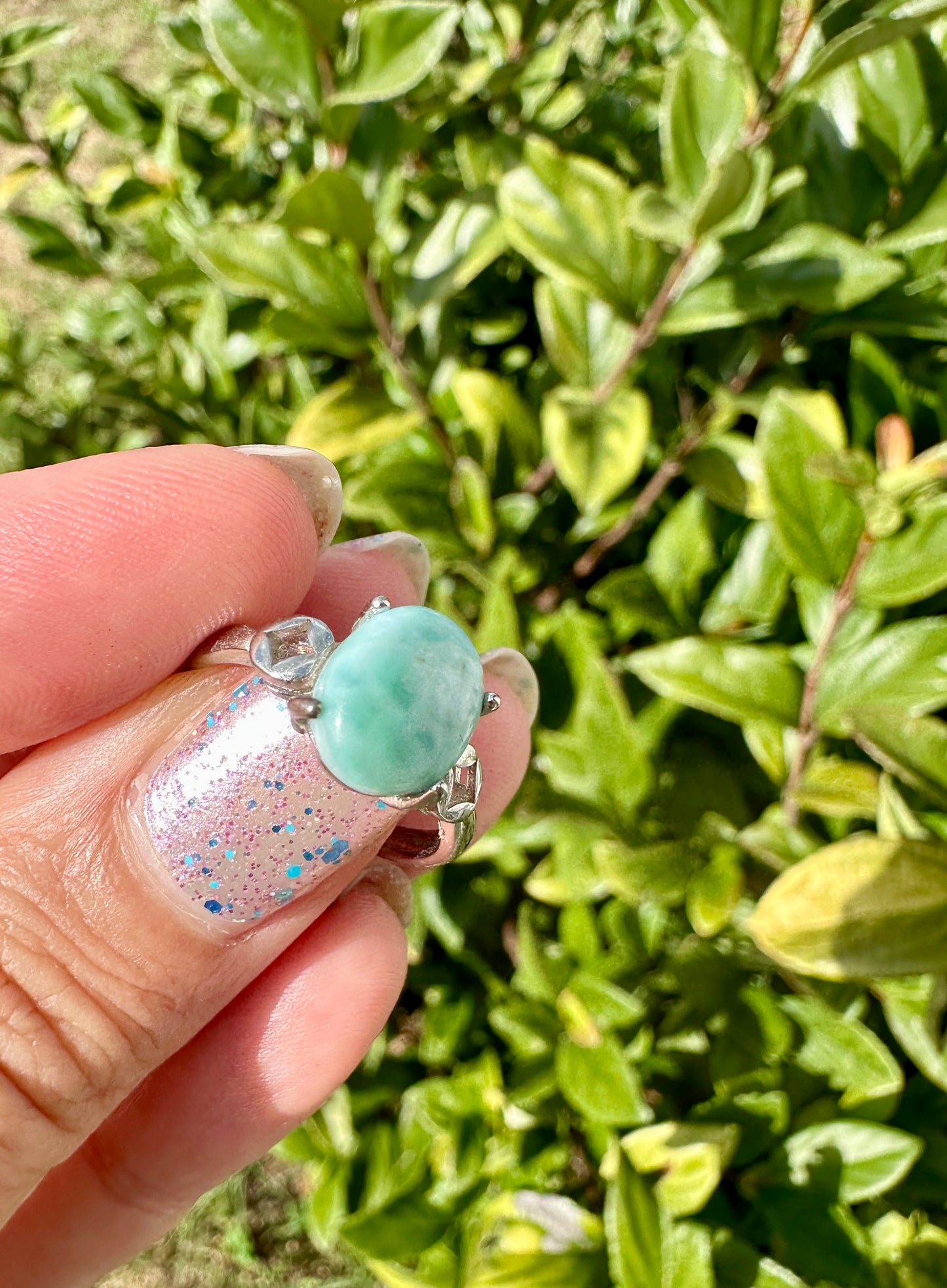 Larimar Adjustable Sterling Silver Ring – Unique Blue Gemstone Jewelry for Women –  Perfect Gift Idea