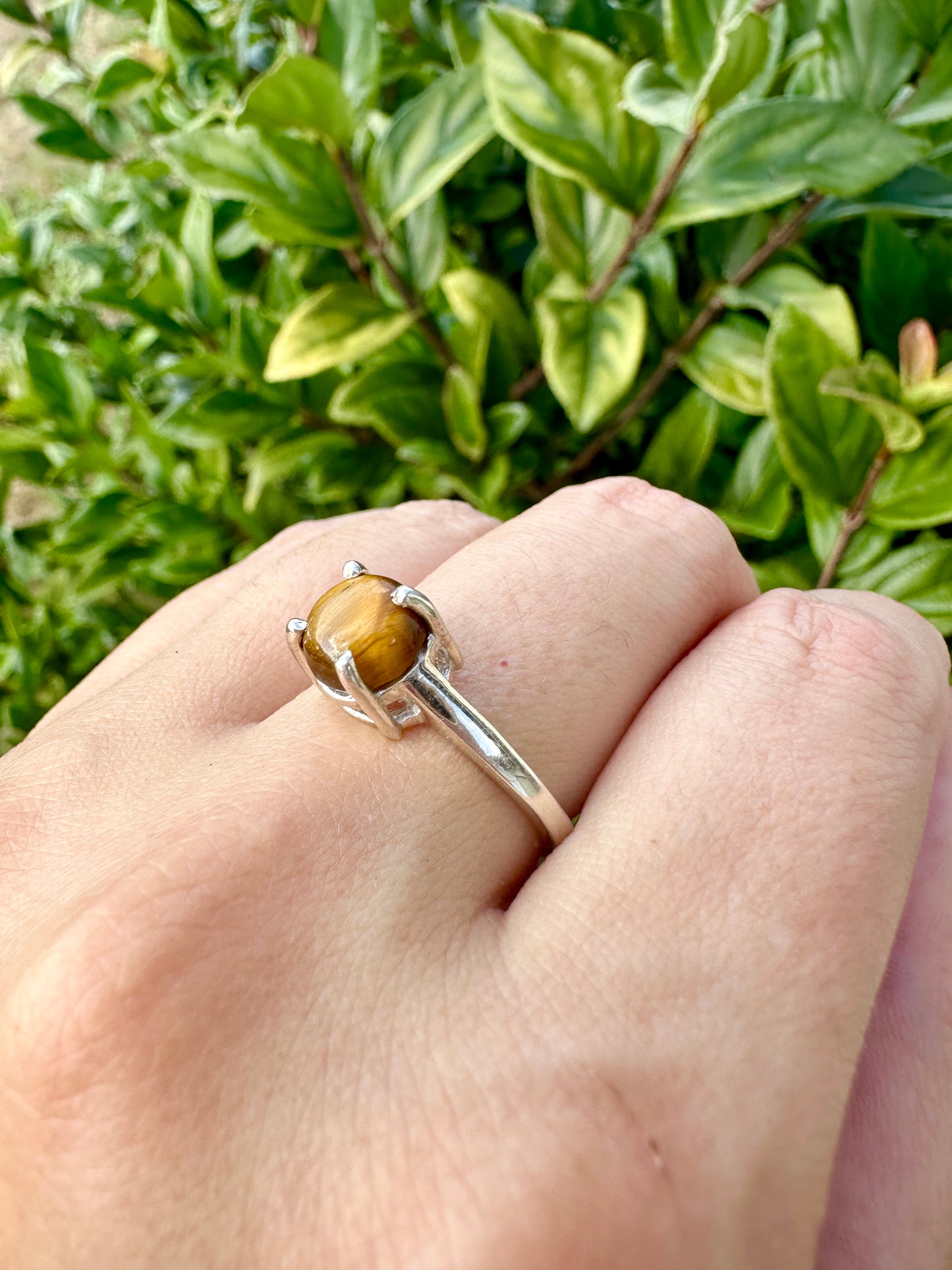 Sterling Silver Tiger's Eye Ring – Size 9.25 – Unique Gemstone Jewelry for Women