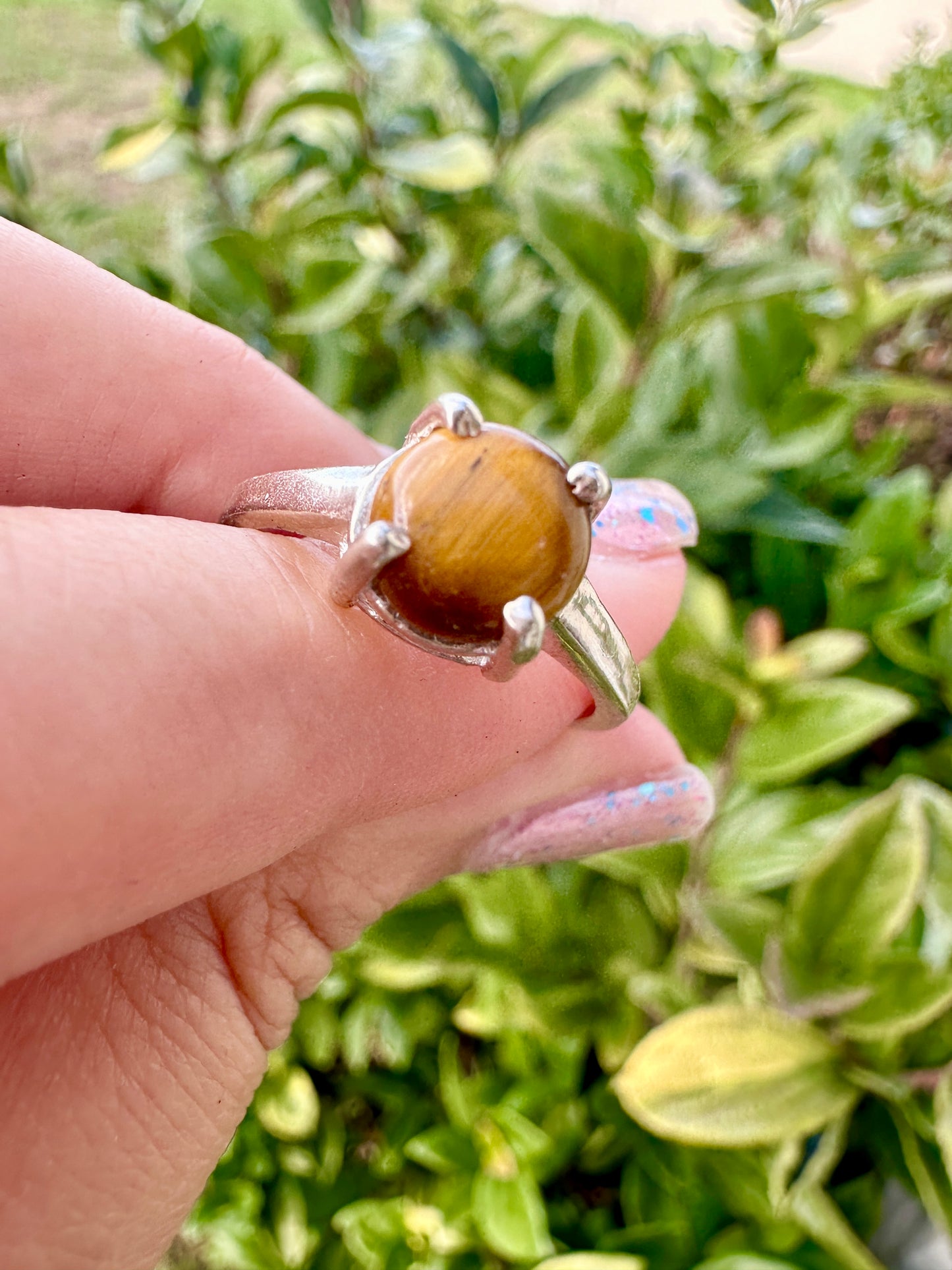 Sterling Silver Tiger's Eye Ring – Size 9.25 – Unique Gemstone Jewelry for Women