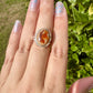 Sterling Silver Fire Opal Ring Size 8.25, Unique Gemstone Jewelry, October Birthstone, Gift for Her, Elegant Fire Opal Ring