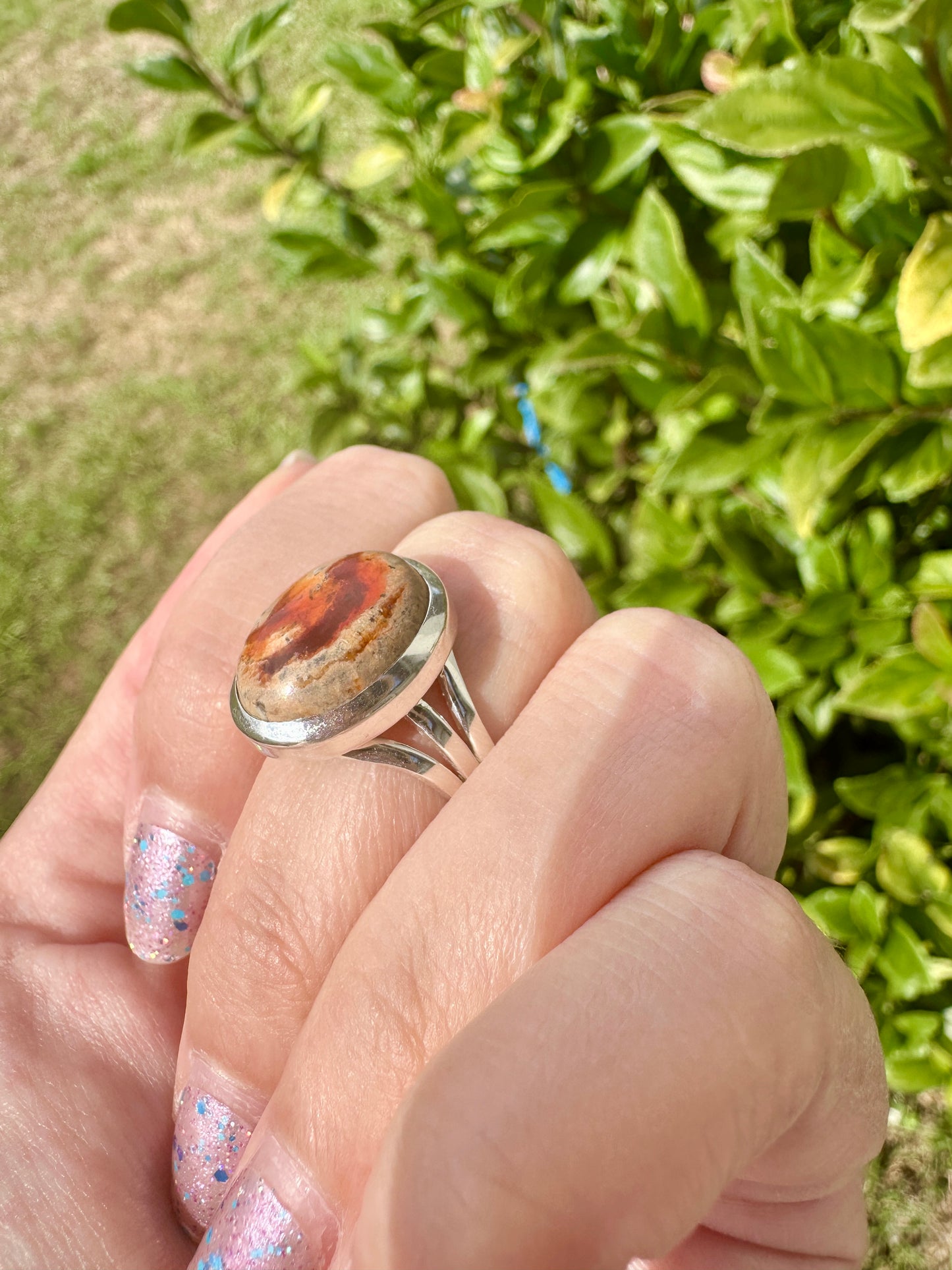 Sterling Silver Fire Opal Ring Size 8.25, Unique Gemstone Jewelry, October Birthstone, Gift for Her, Elegant Fire Opal Ring