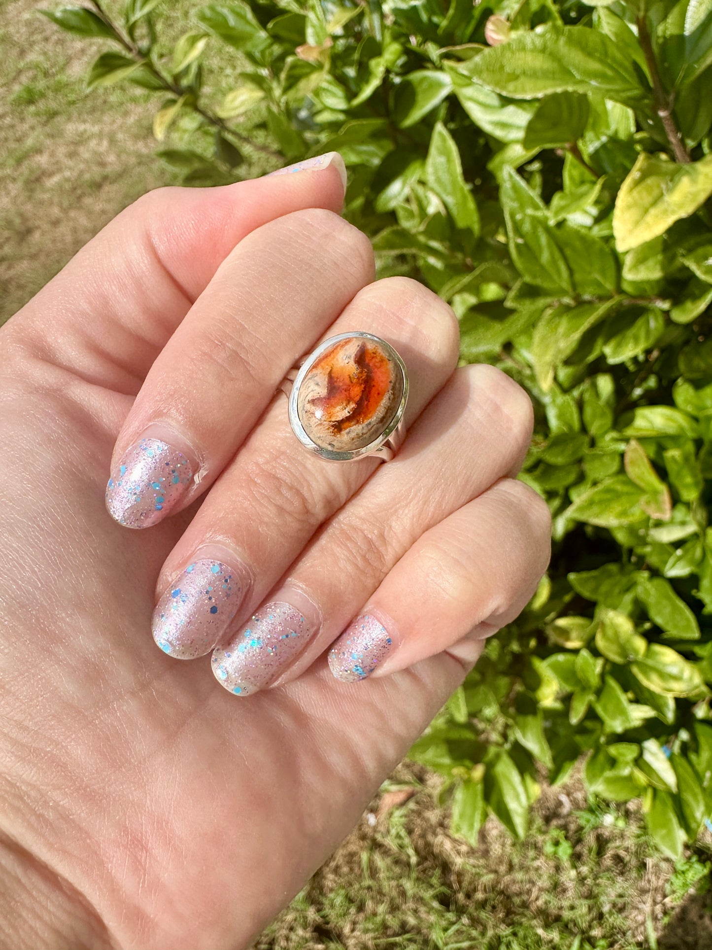 Sterling Silver Fire Opal Ring Size 8.25, Unique Gemstone Jewelry, October Birthstone, Gift for Her, Elegant Fire Opal Ring